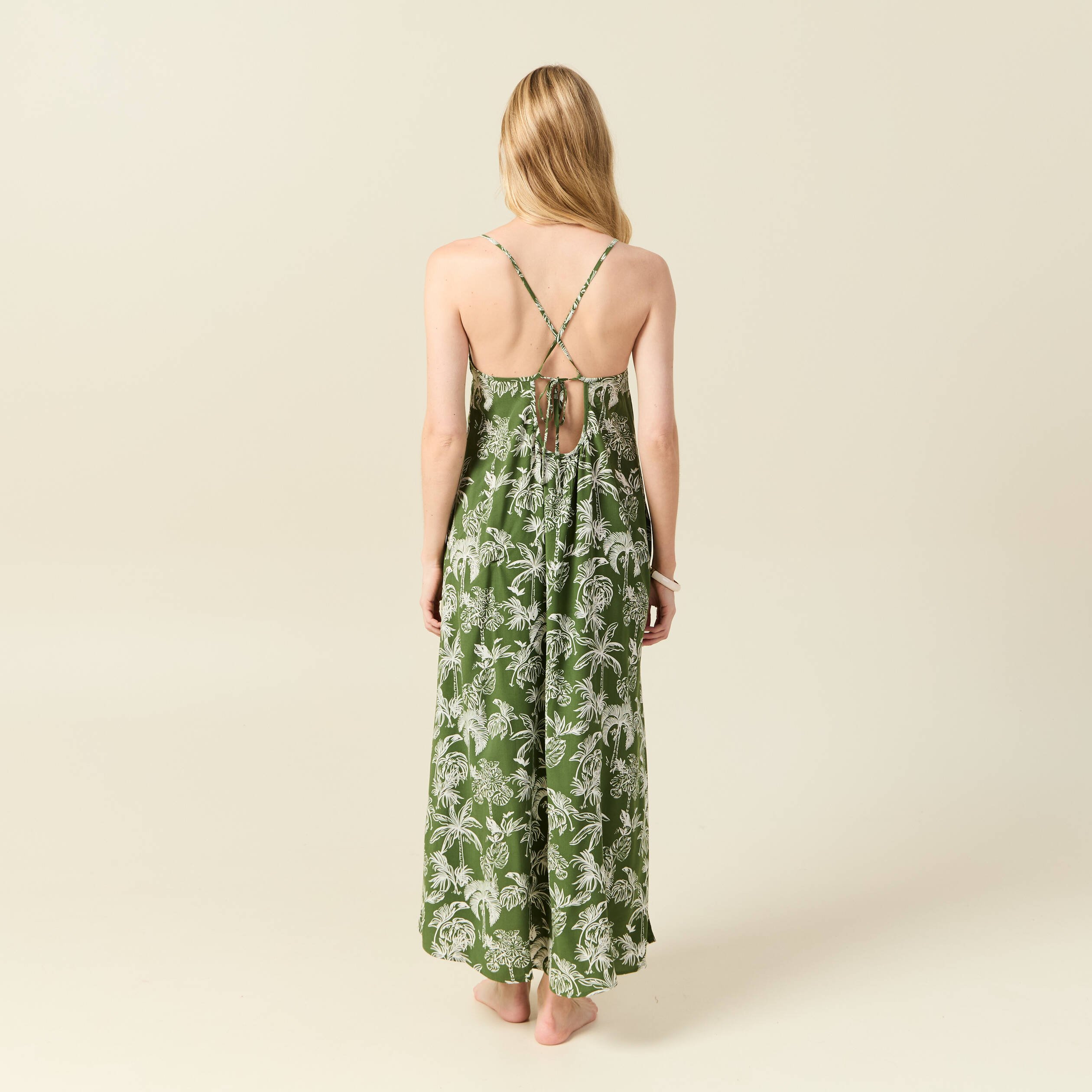 robe longue droite bretelles vert femme Robe longue droite bretelles vert femme