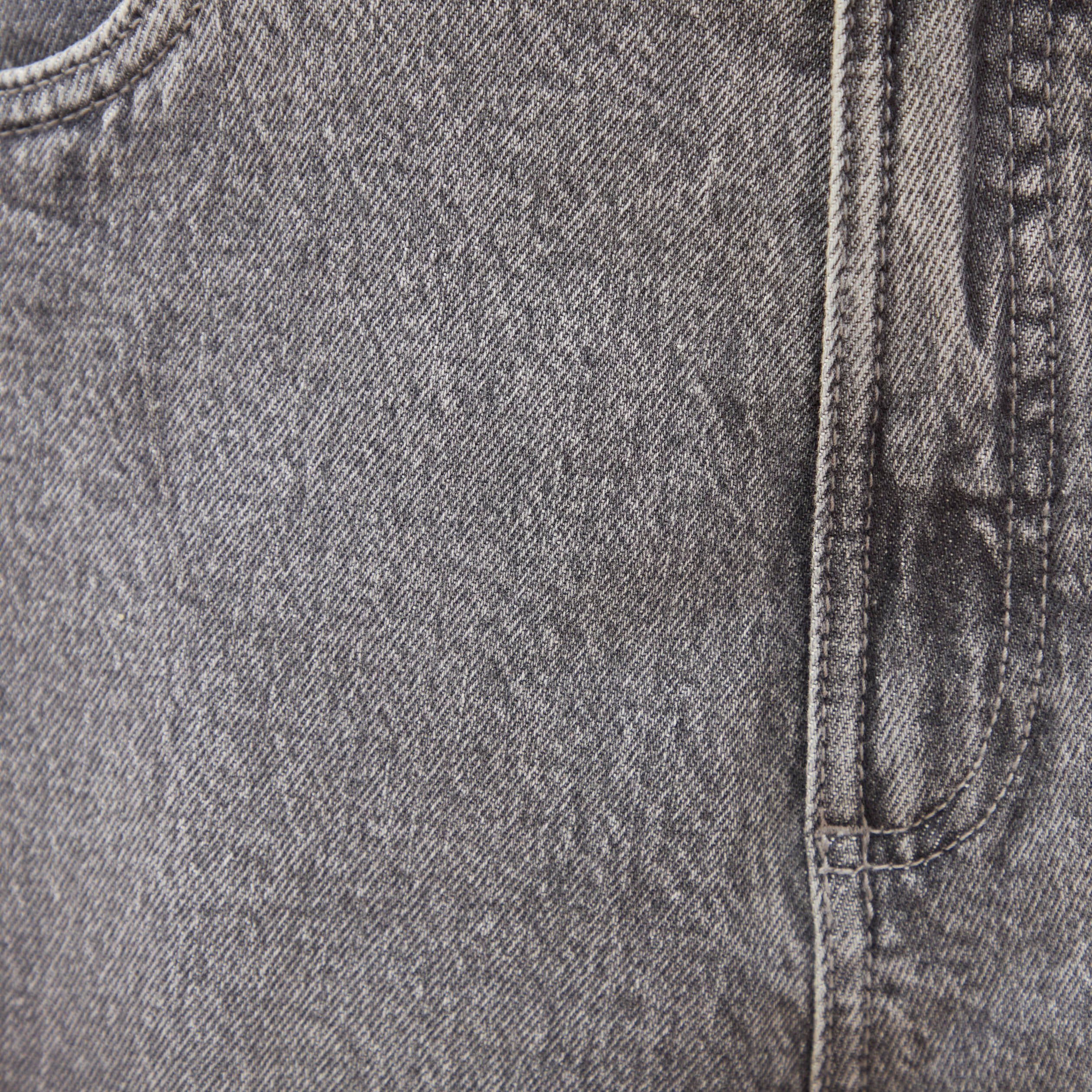 Bermuda jeans large taille haute denim snow gris femme