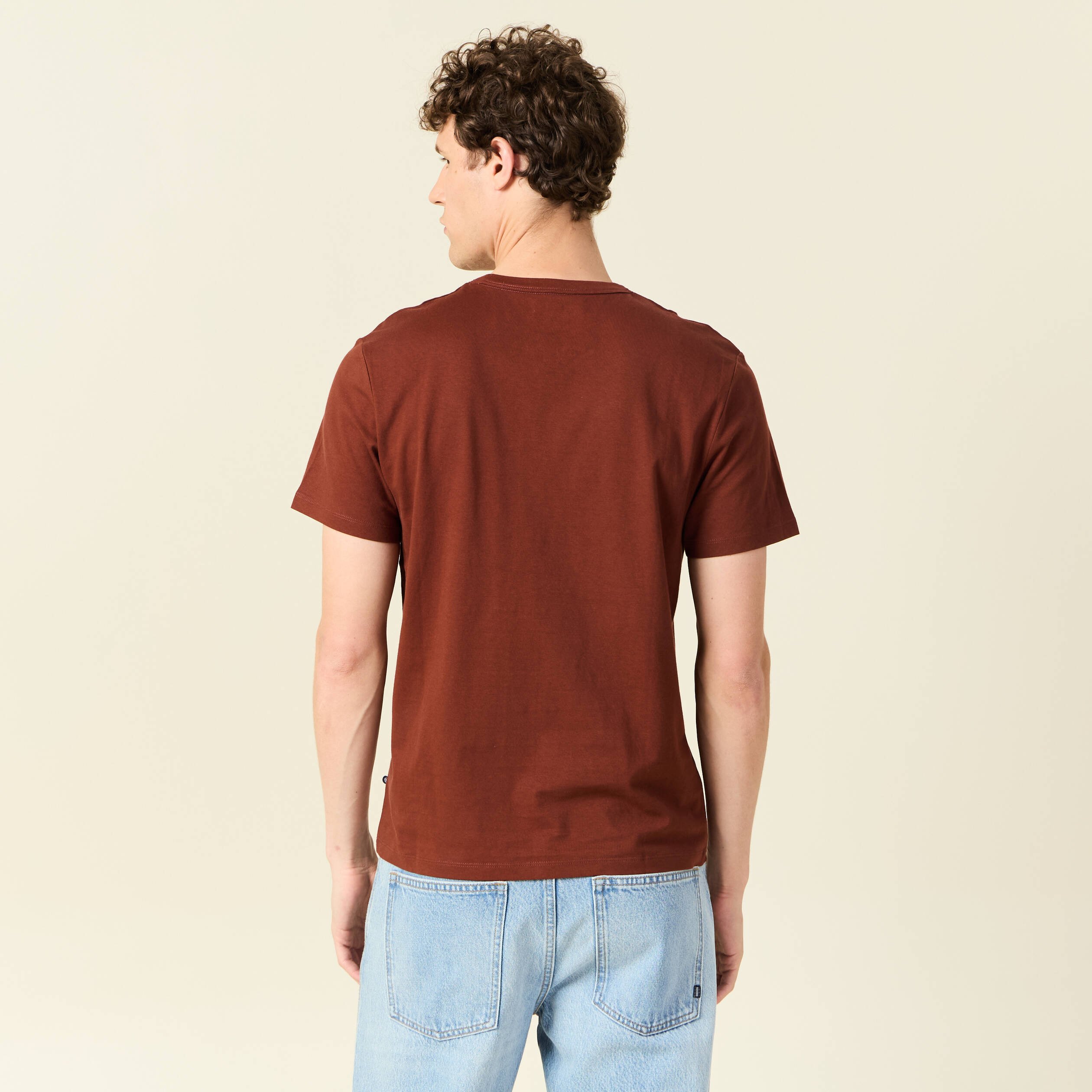 t shirt eco responsable marron cognac homme T-shirt éco-responsable marron cognac homme