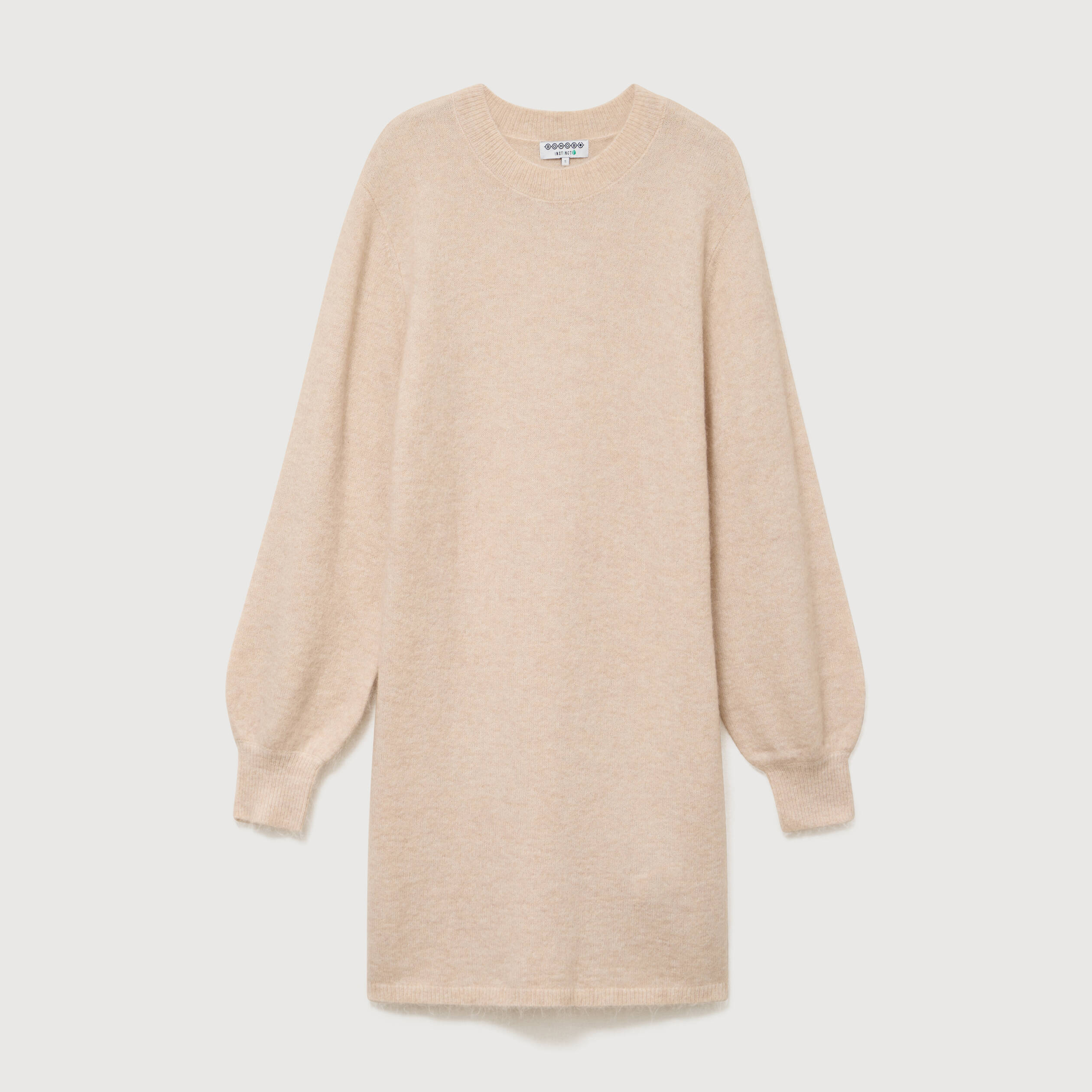 Robe droite courte manches longues creme femme