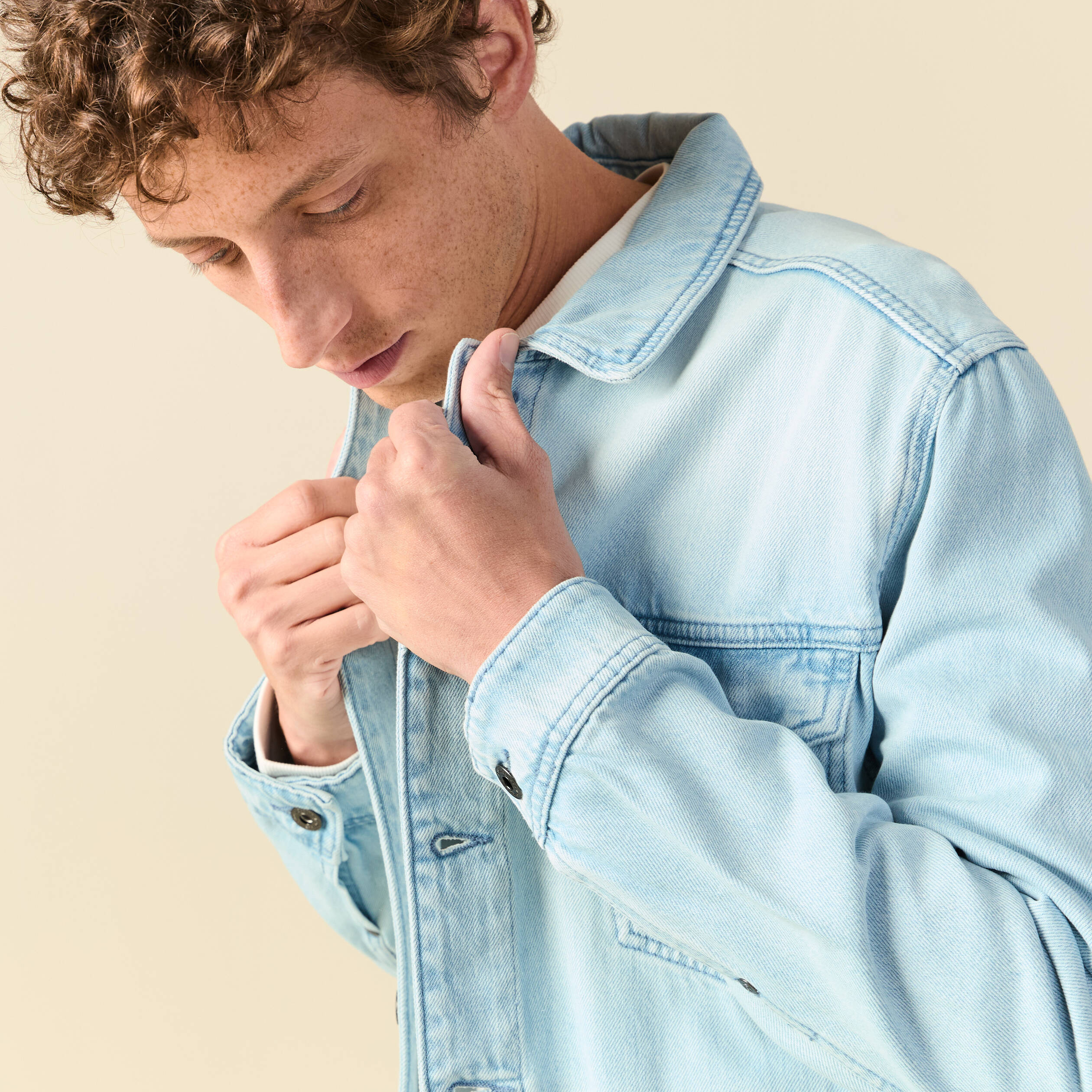 Veste droite en jean denim bleach homme