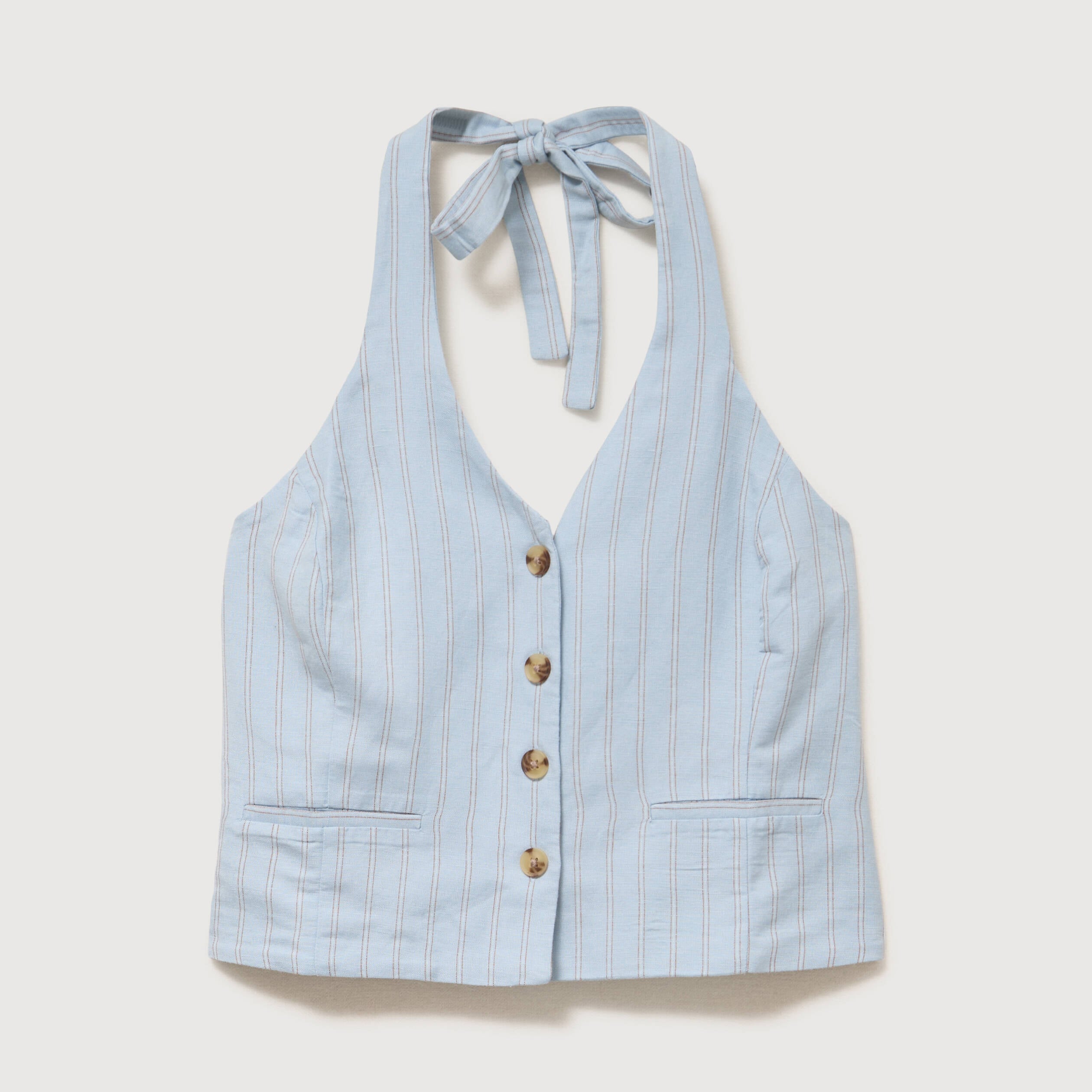 Gilet sans manches col v bleu ciel femme