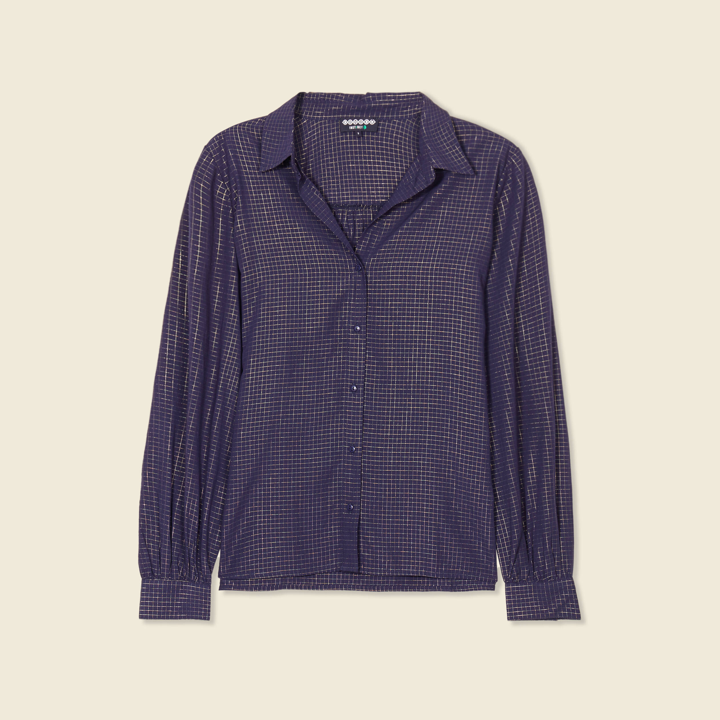 Chemise manches longues fluide bleu marine femme