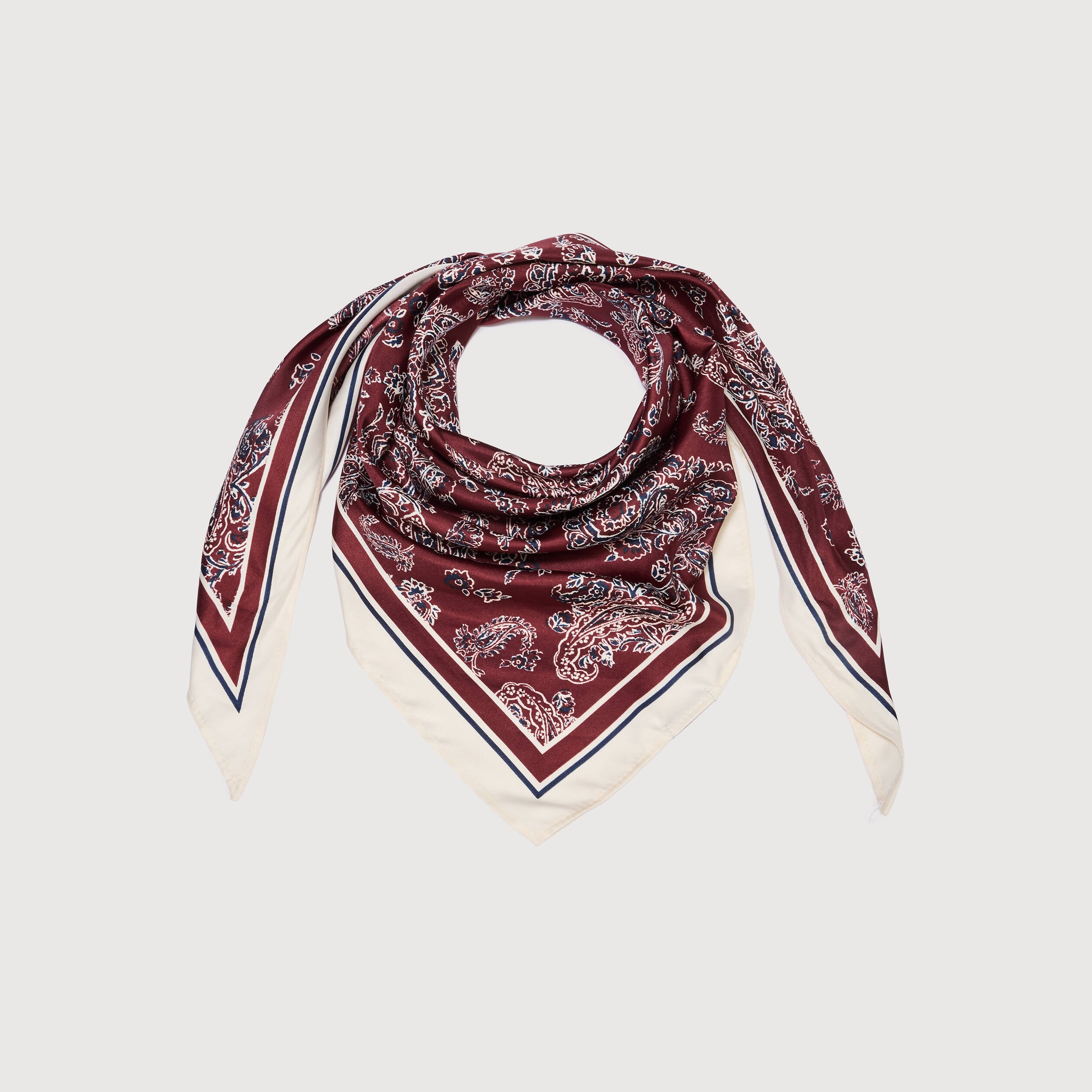Foulard satin&eacute; bordeaux femme