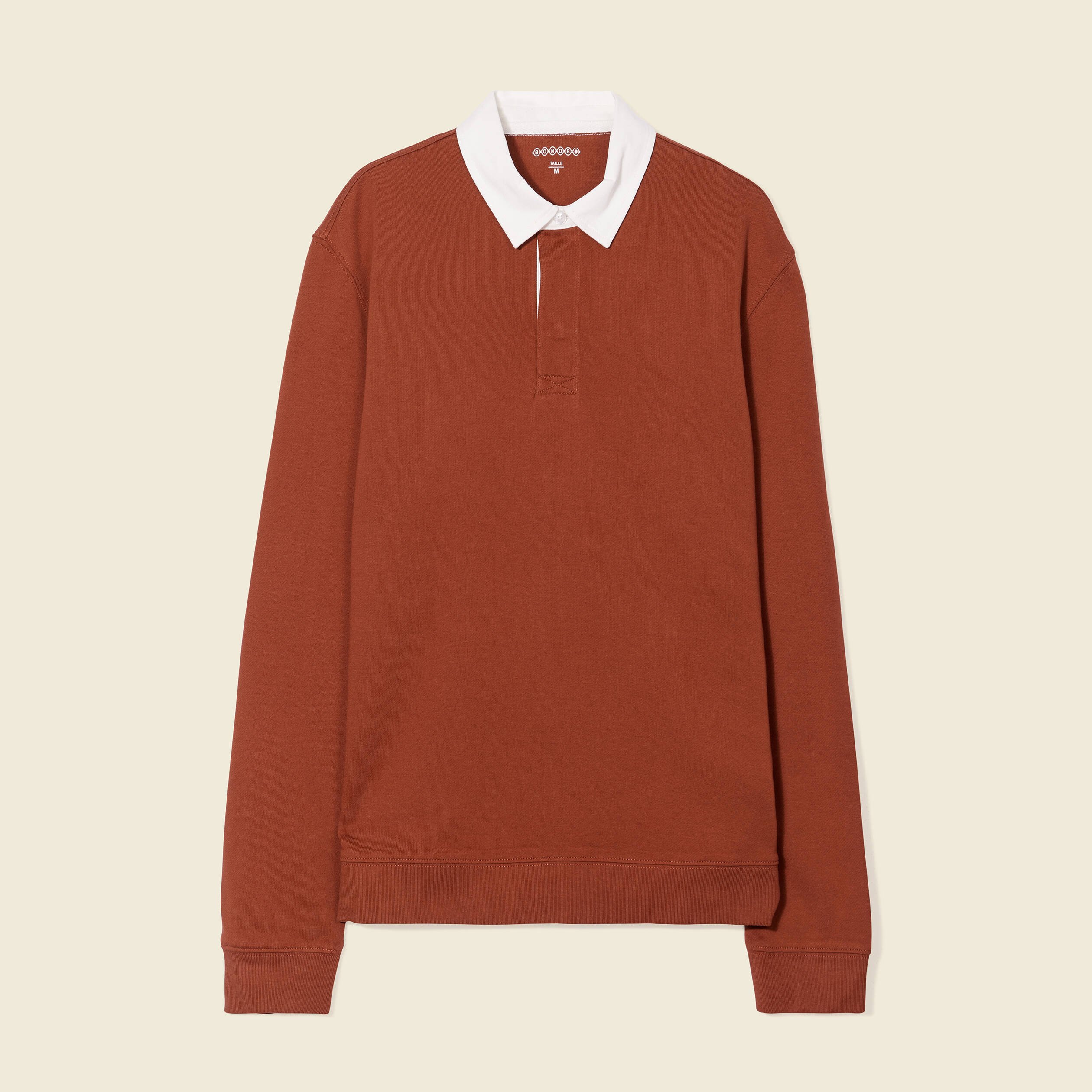 sweat manches longues col polo marron cognac homme Sweat manches longues col polo marron cognac homme