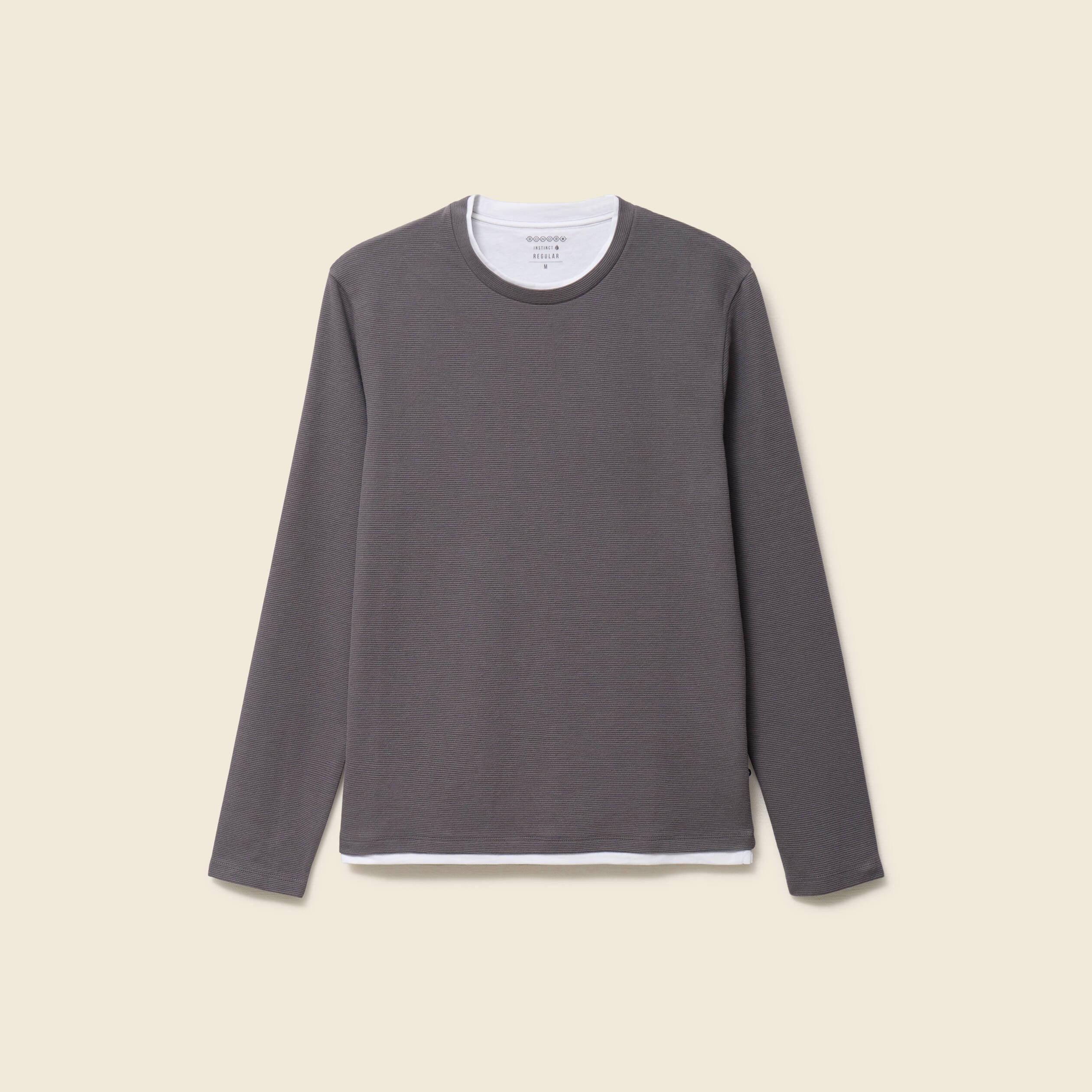 T-shirt manches longues gris fonc&eacute; homme