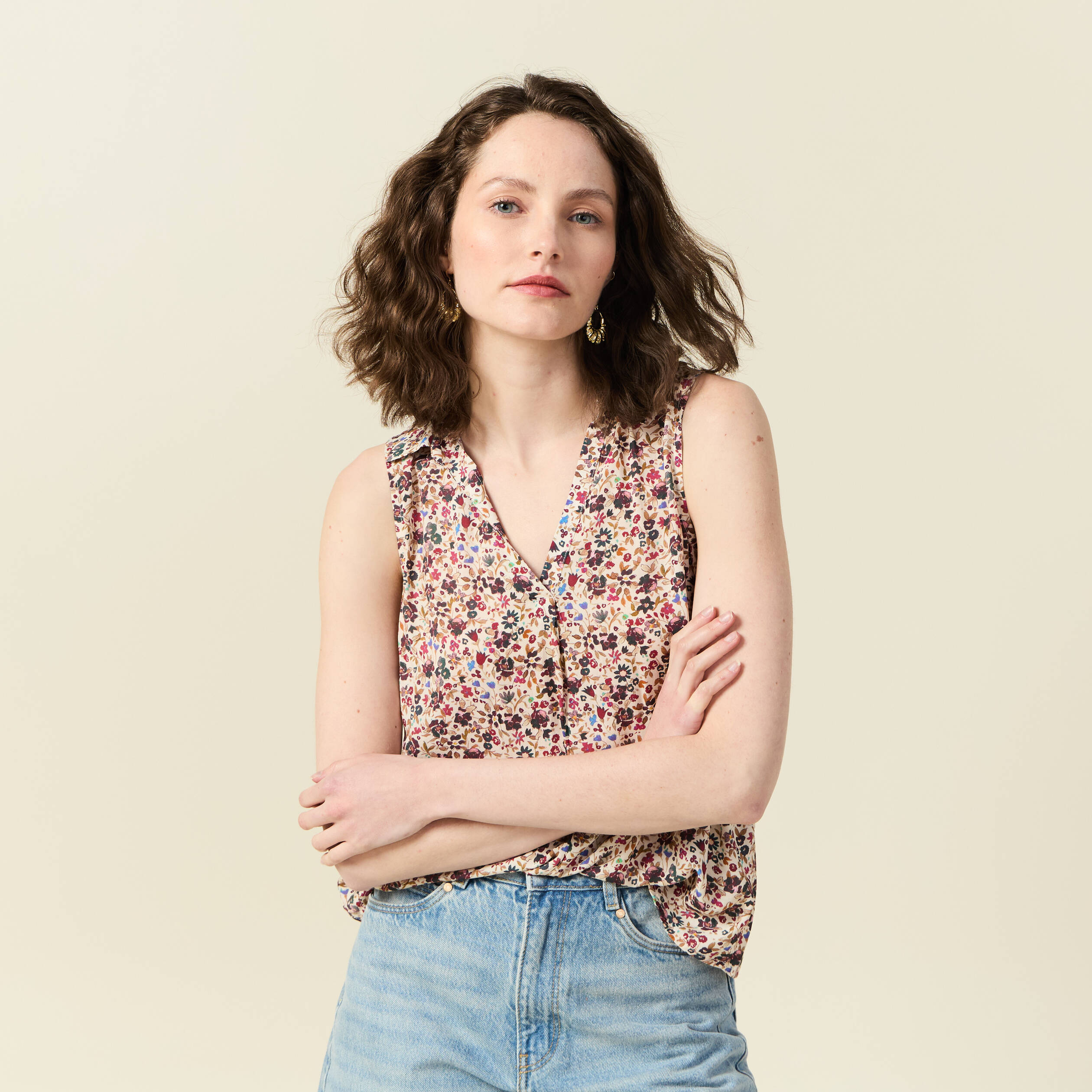 blouse sans manches creme femme Blouse sans manches creme femme