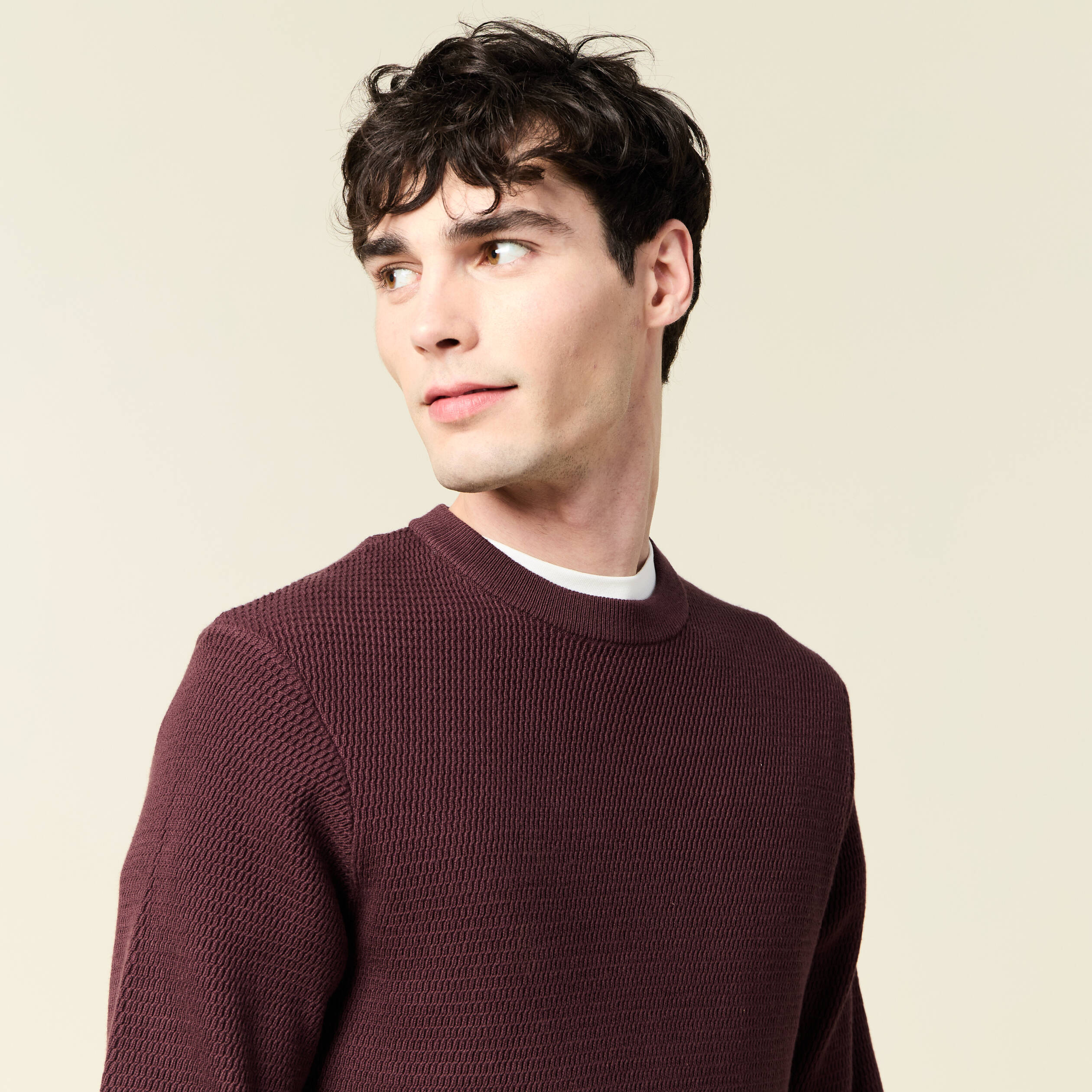 pull droit manches longues bordeaux homme Pull droit manches longues bordeaux homme