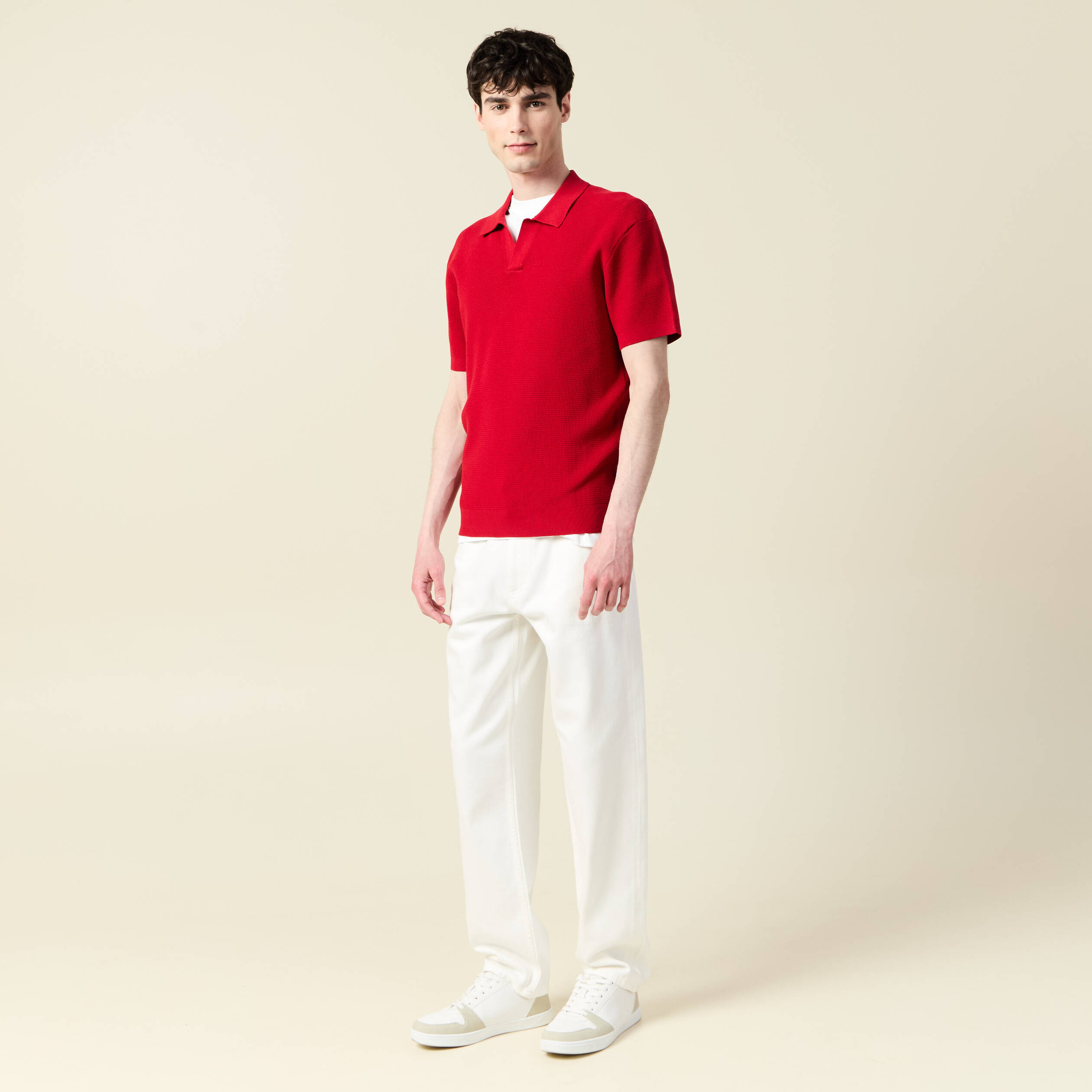polo cintre manches courtes rouge fonce homme Polo cintré manches courtes rouge foncé homme
