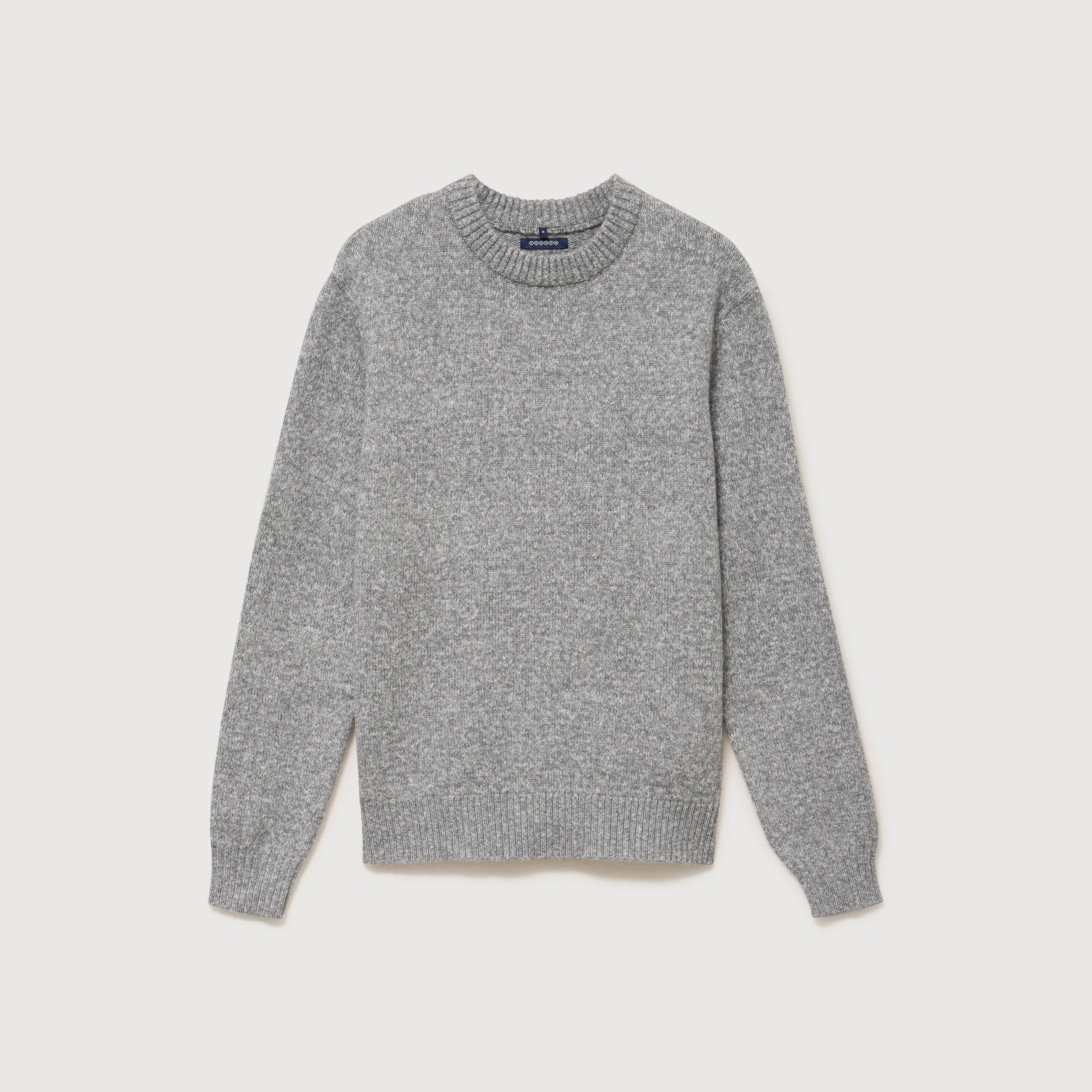 Pull droit tweed manches longues gris homme