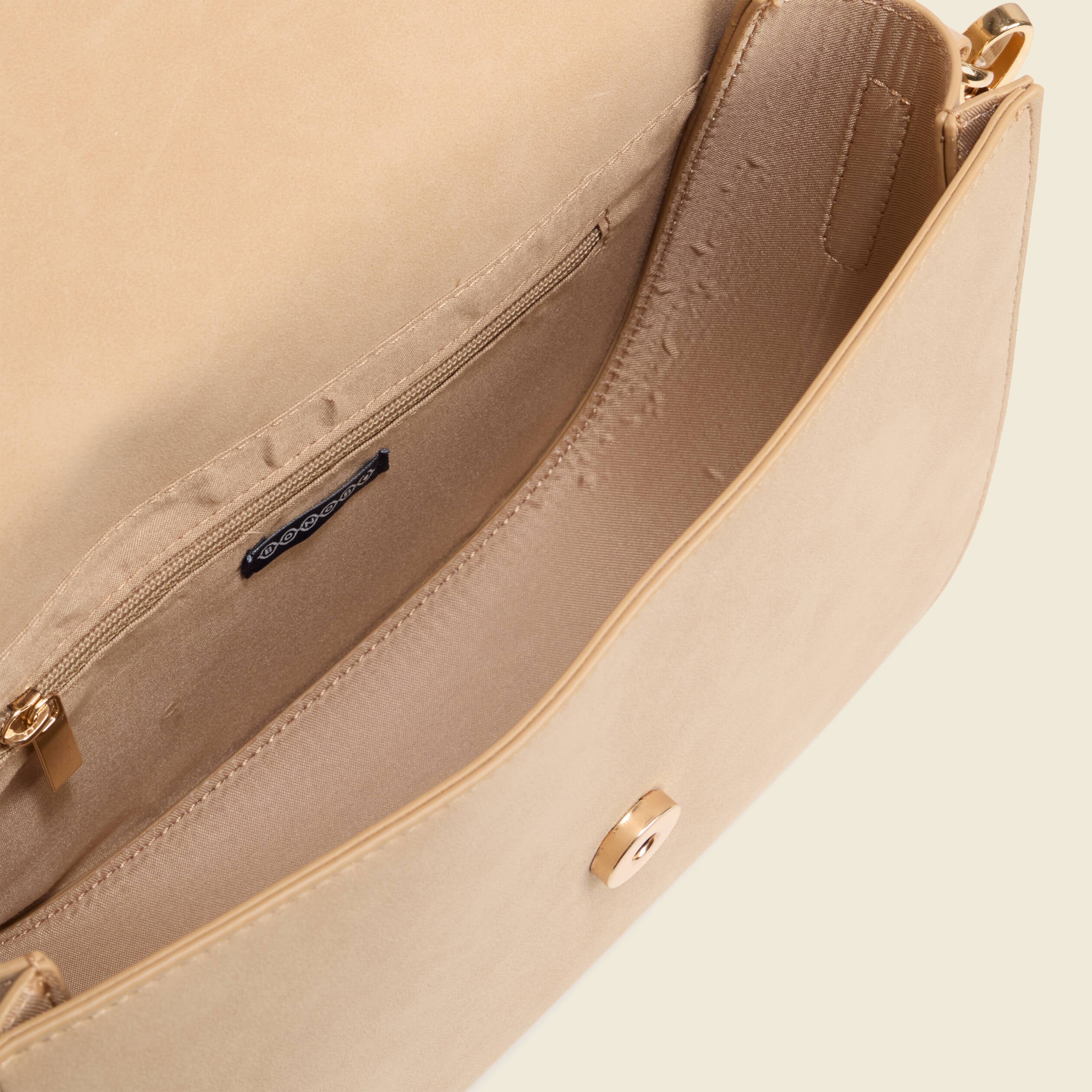 Sac &agrave; rabat en bandouli&egrave;re beige femme