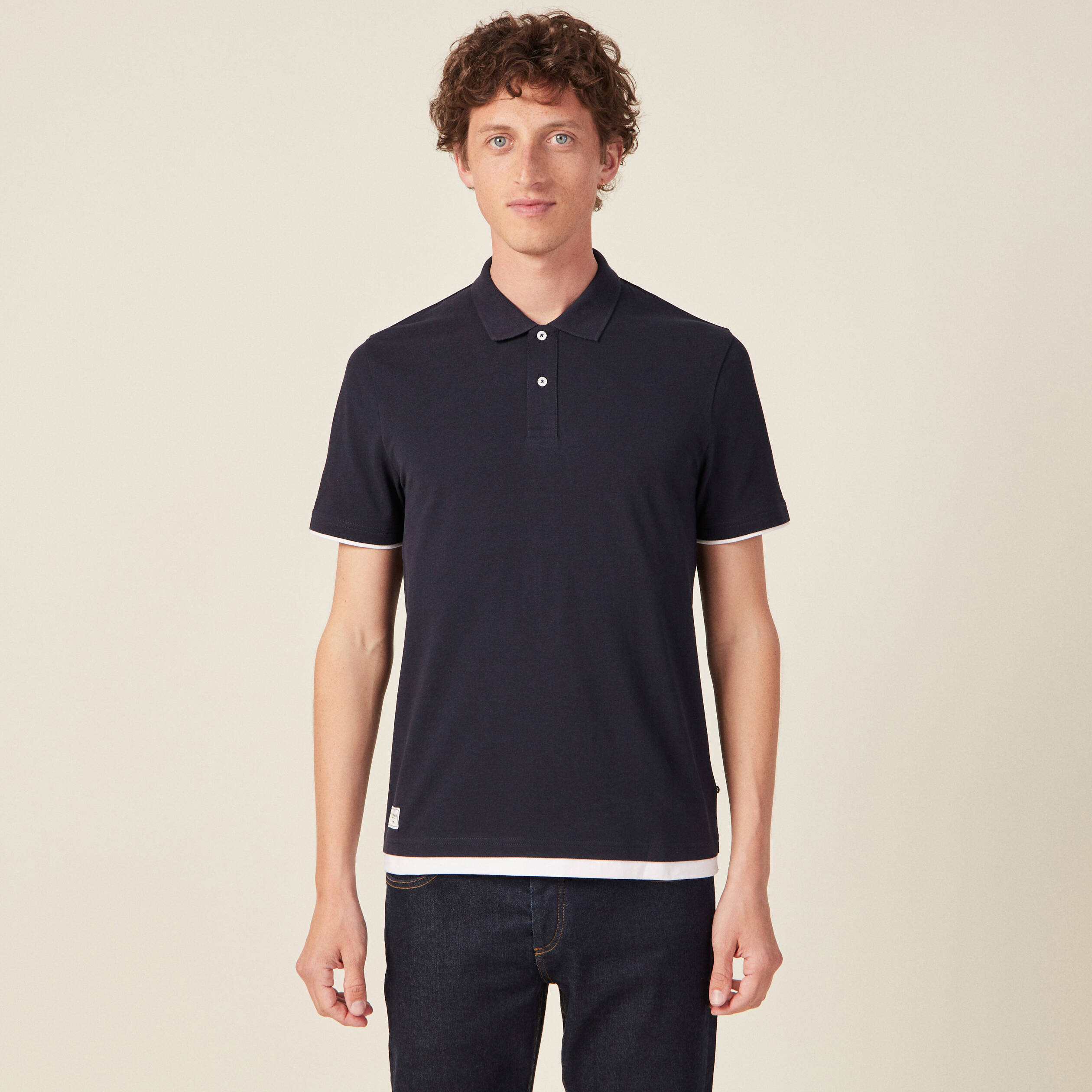 Polo manches courtes bleu marine homme