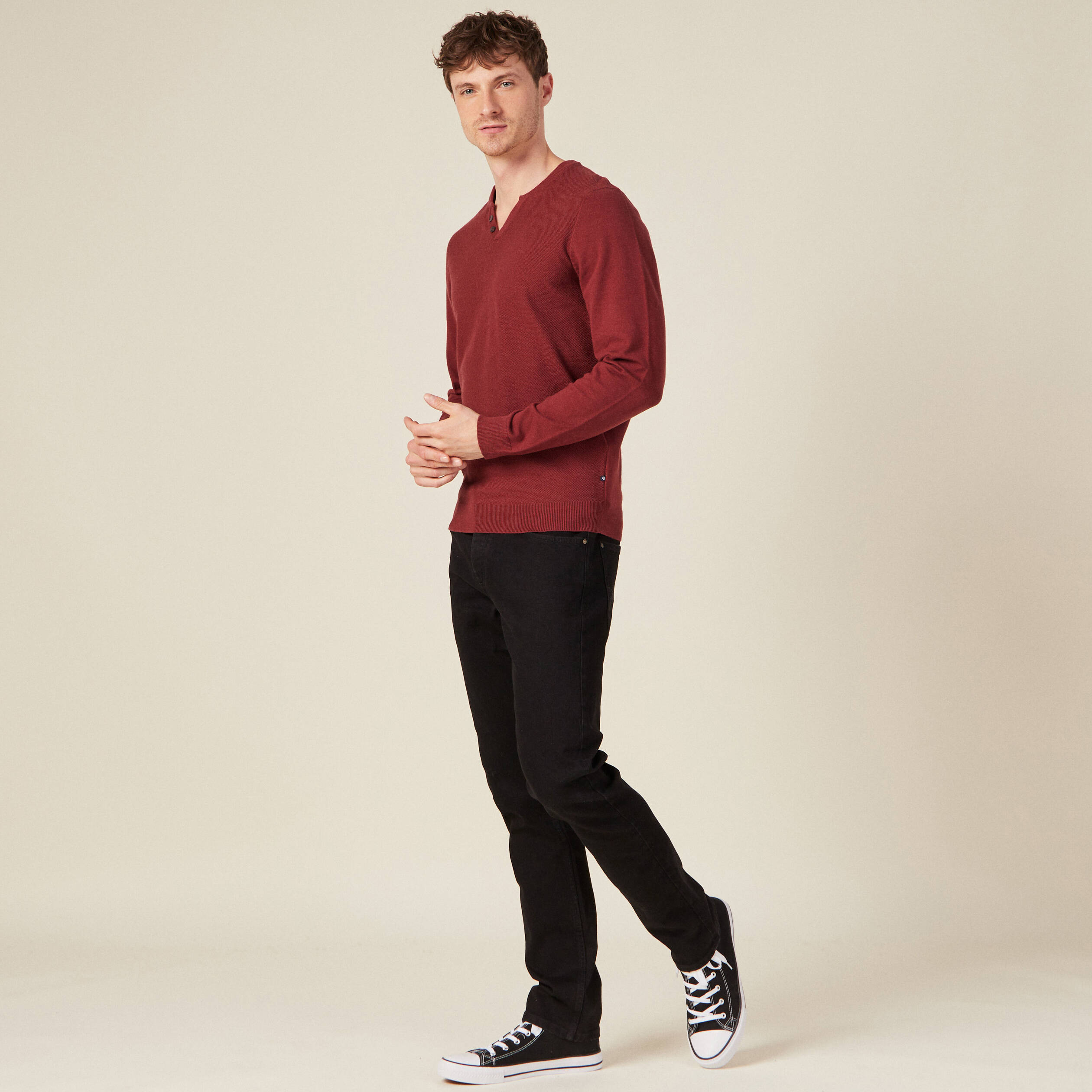 Pull Towncraft Homme - Manches Longues, 3 Boutons, Col Chemise - Taille M - Neuf