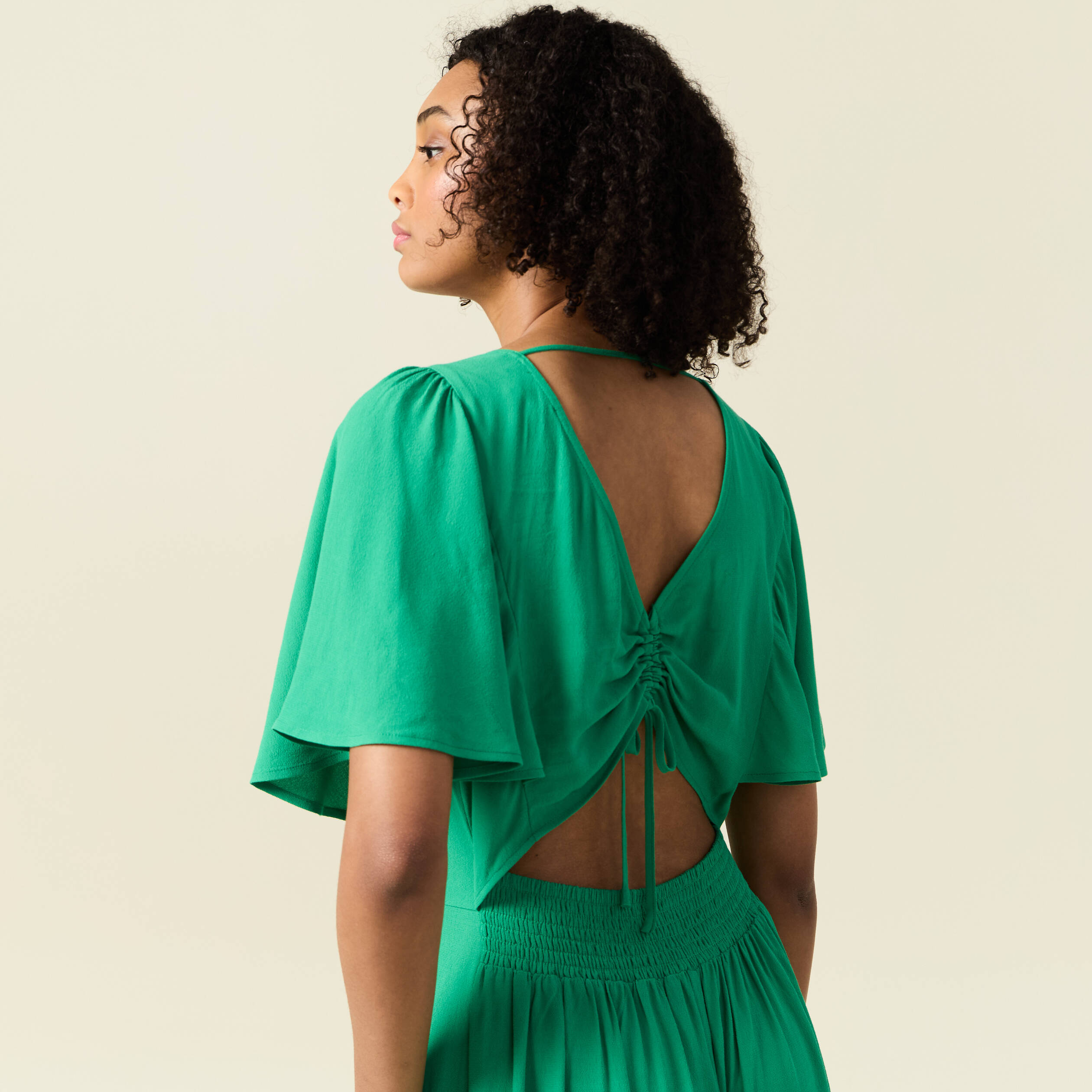 robe longue evasee fendue vert femme Robe longue évasée fendue vert femme