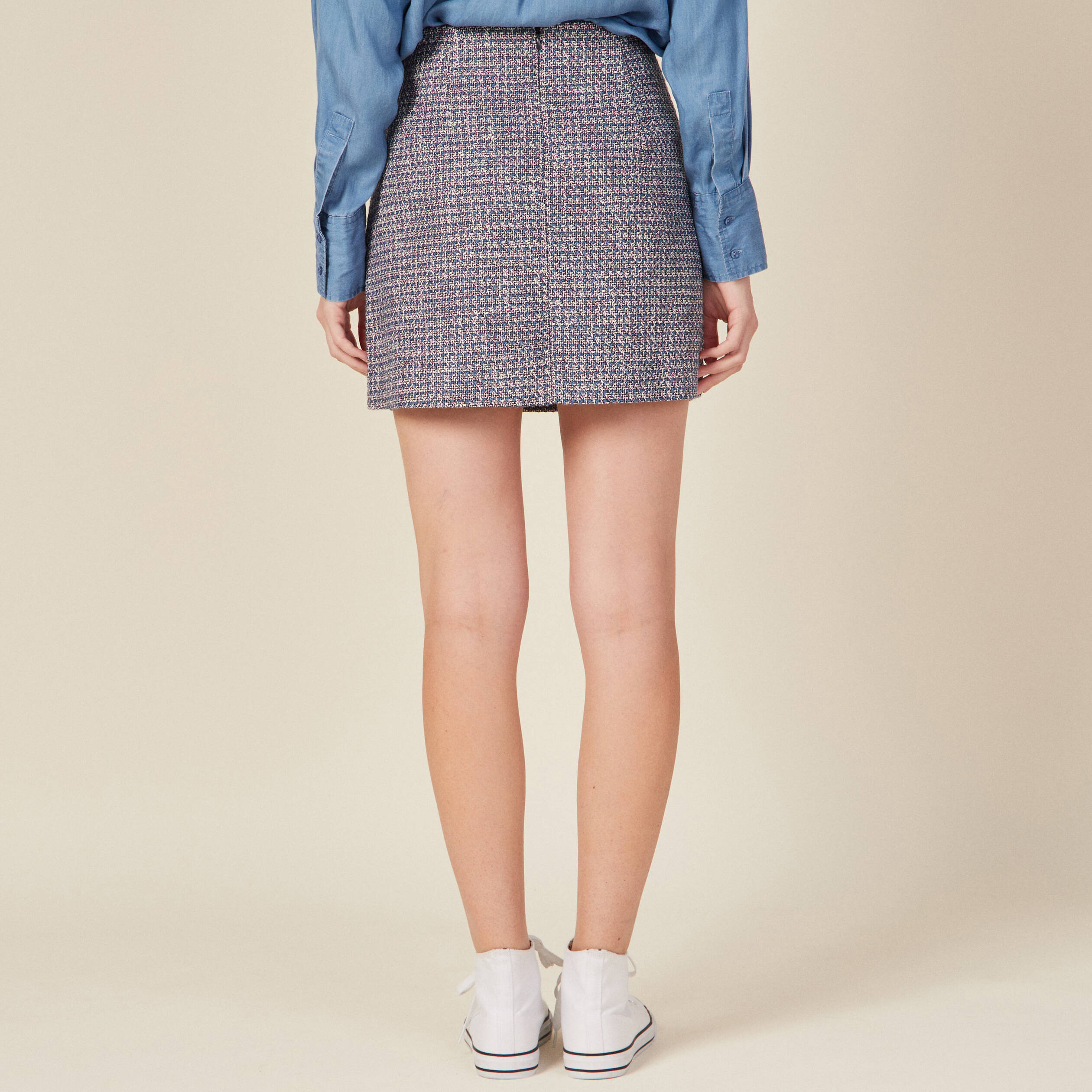 Jupe trap&egrave;ze bleu lavande femme