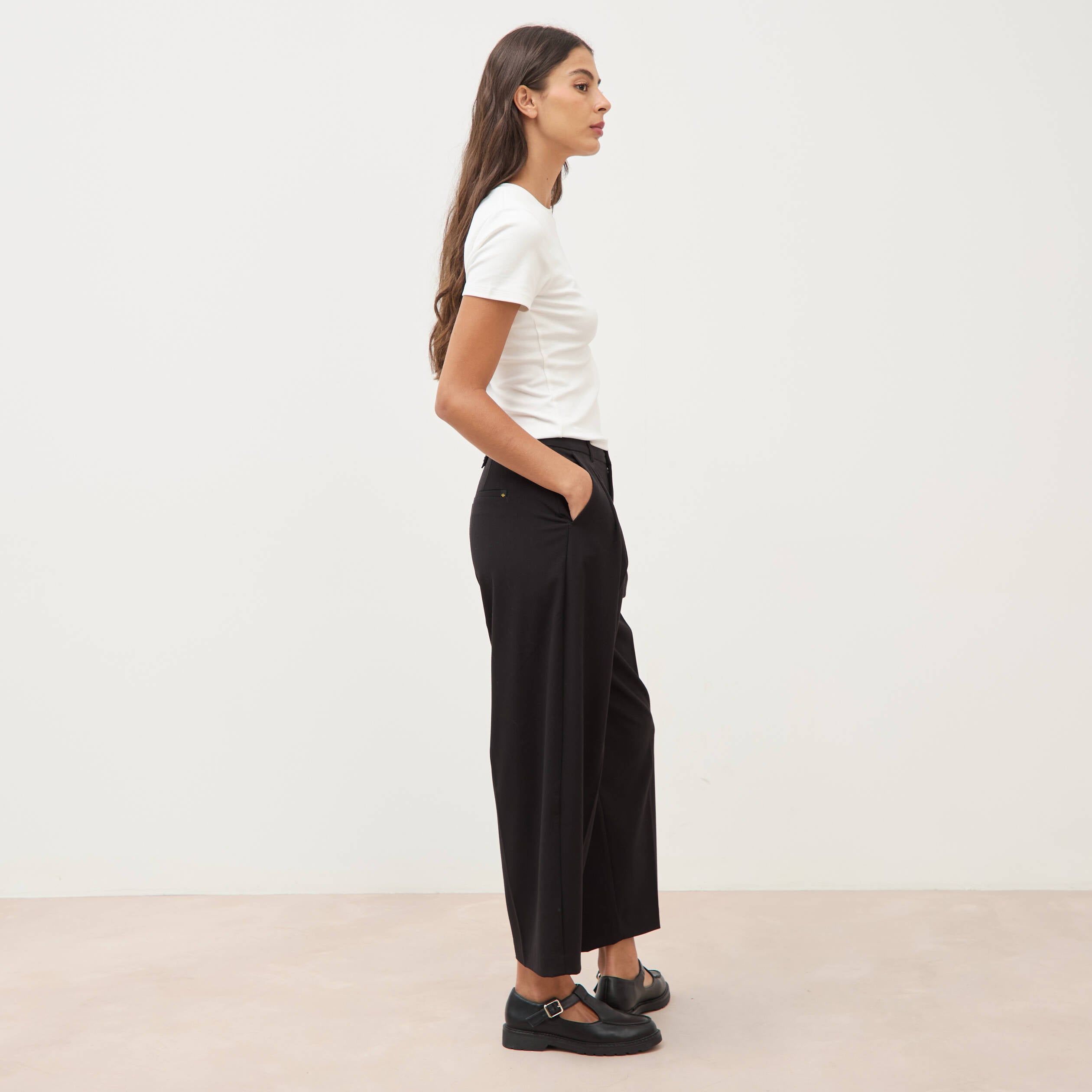 Pantalon barrel noir femme