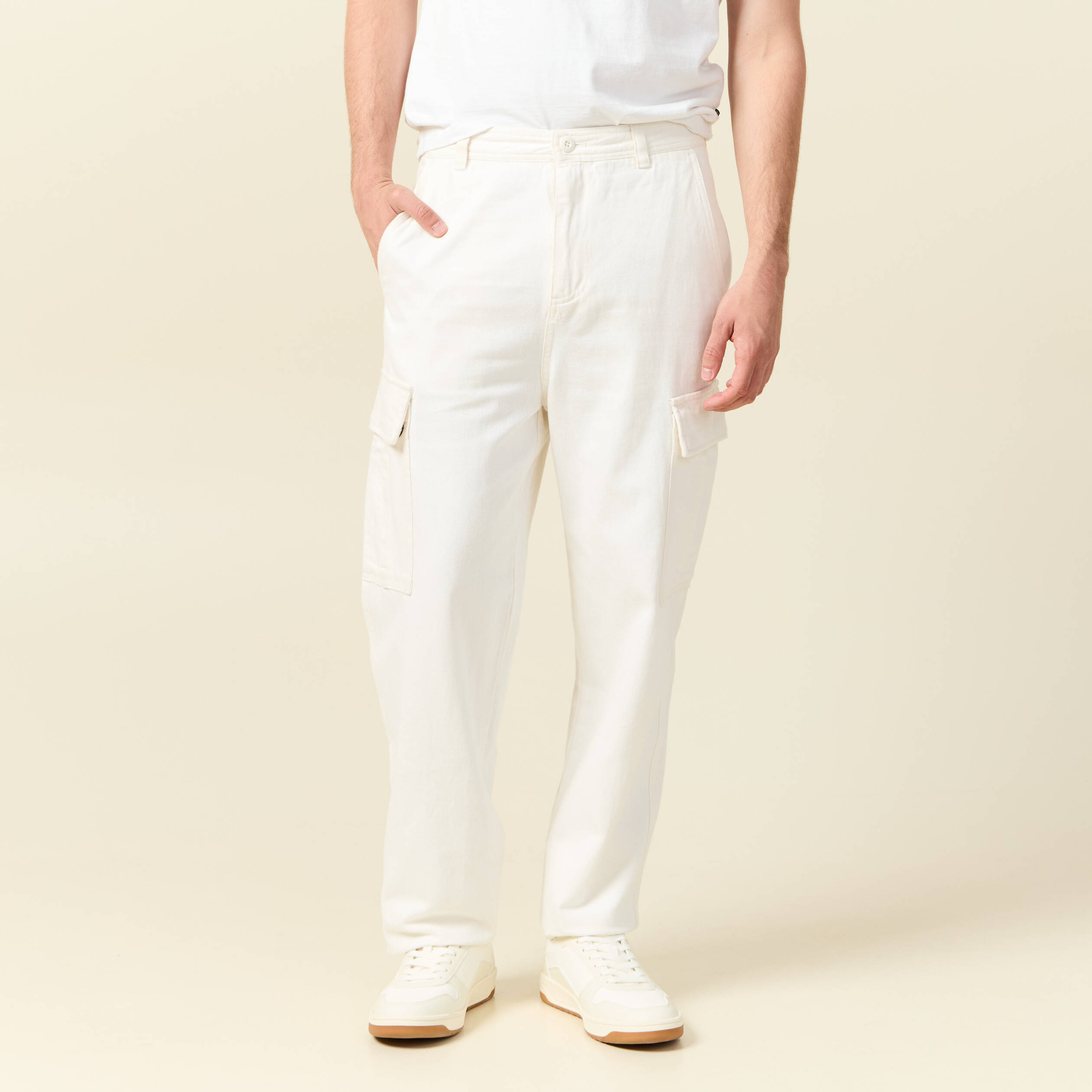 pantalon cargo large longueur 32 ecru homme Pantalon cargo large longueur 32 ecru homme