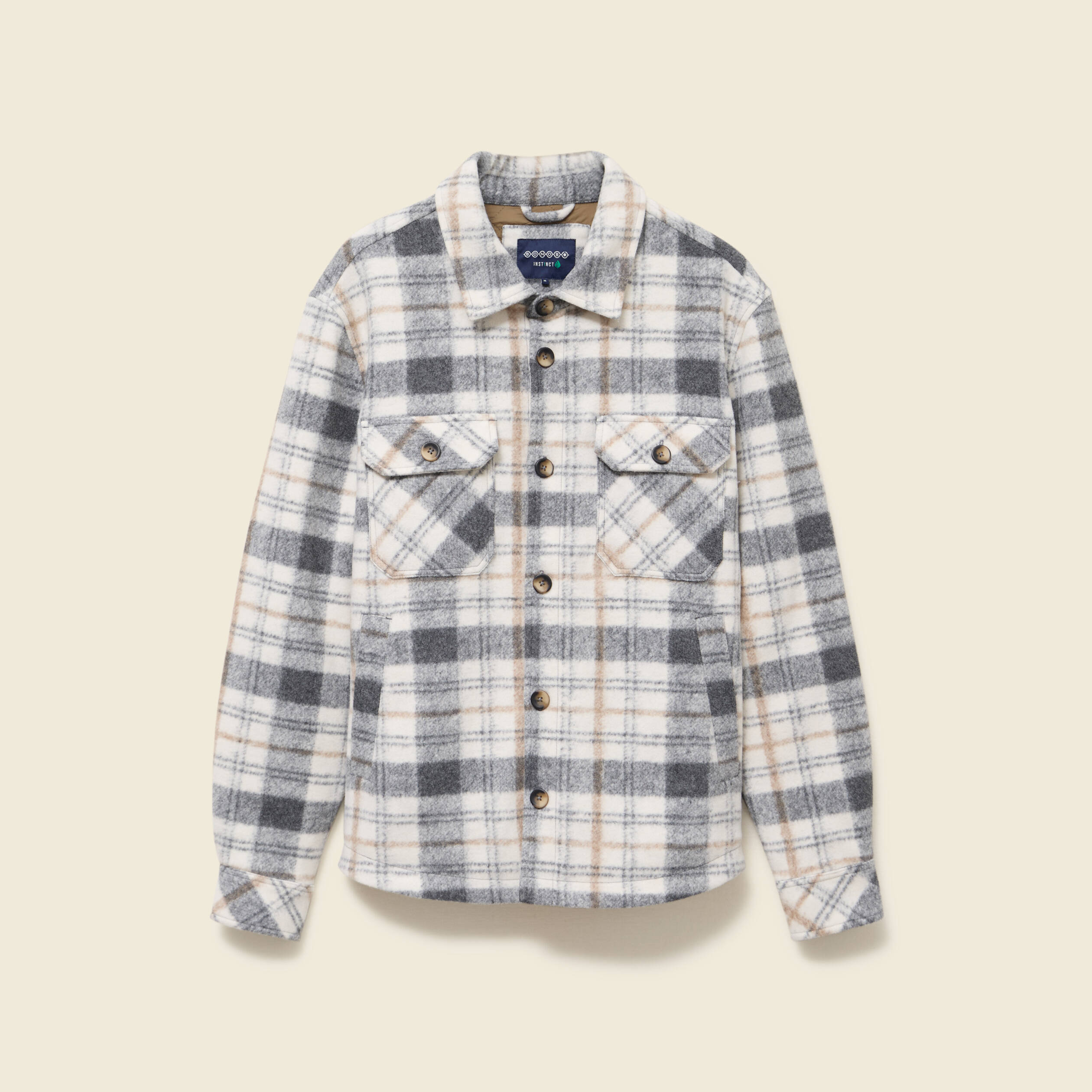 Surchemise oversize courte doubl&eacute;e gris homme