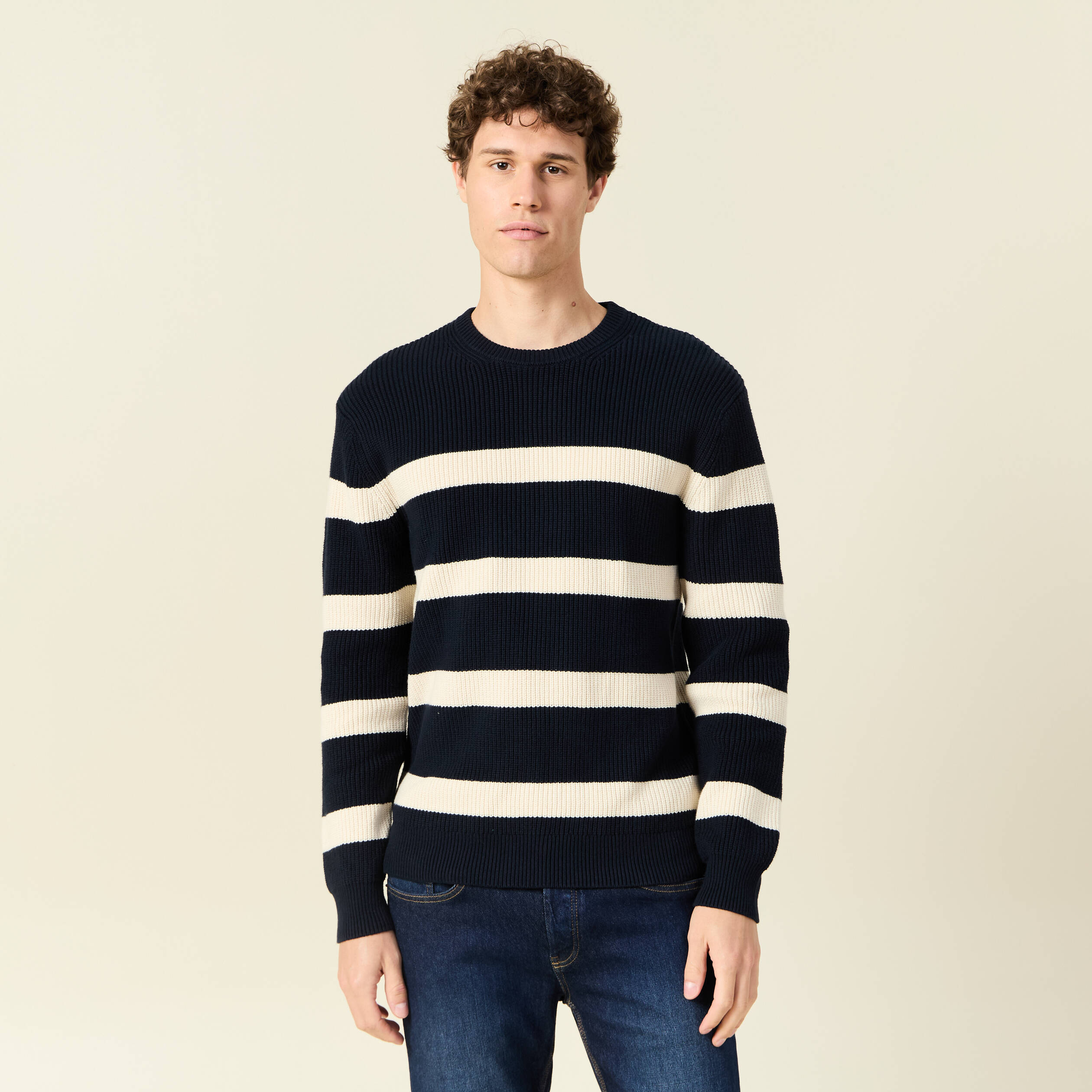 pull manches longues bleu fonce homme Pull manches longues bleu foncé homme