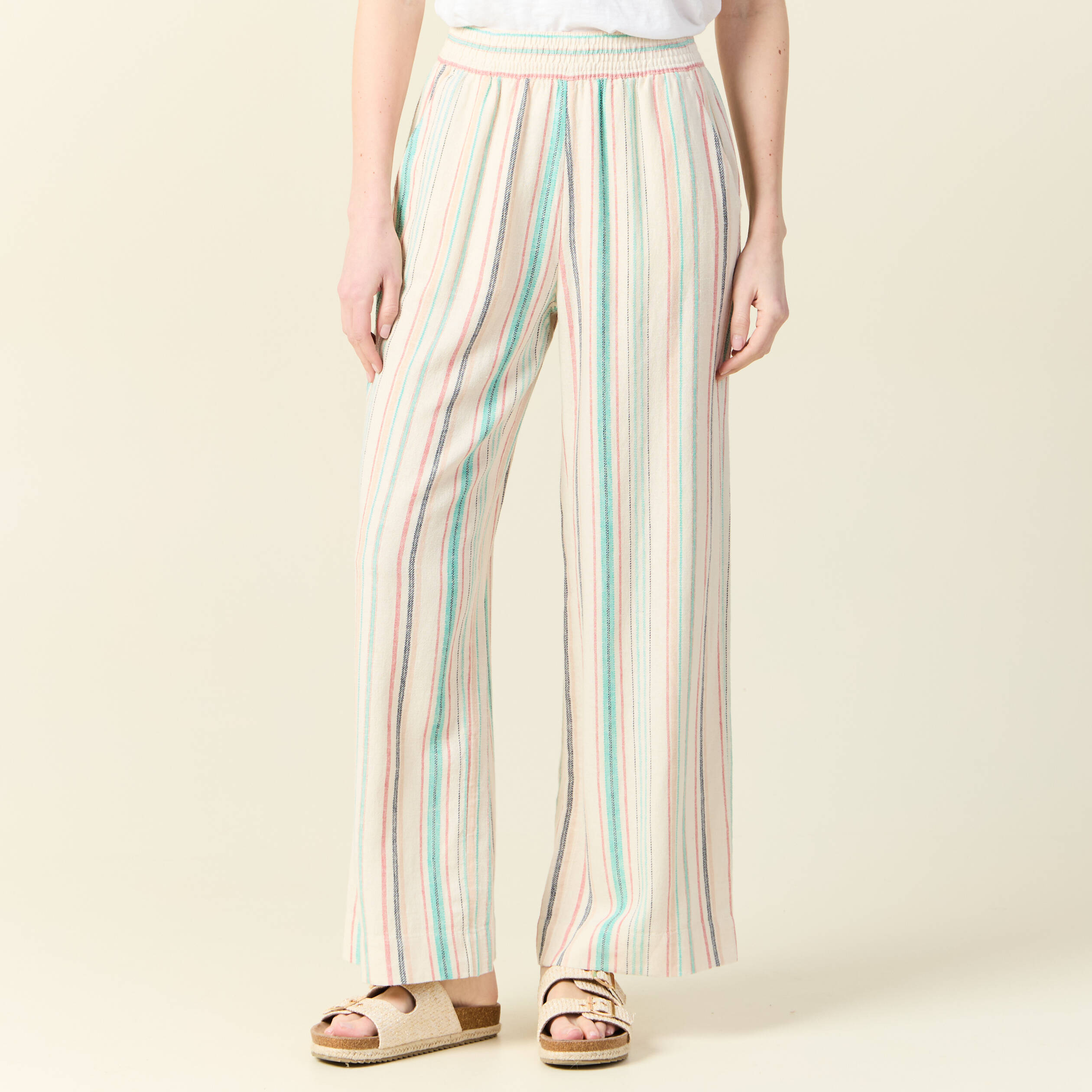 Pantalon large fluide blanc femme