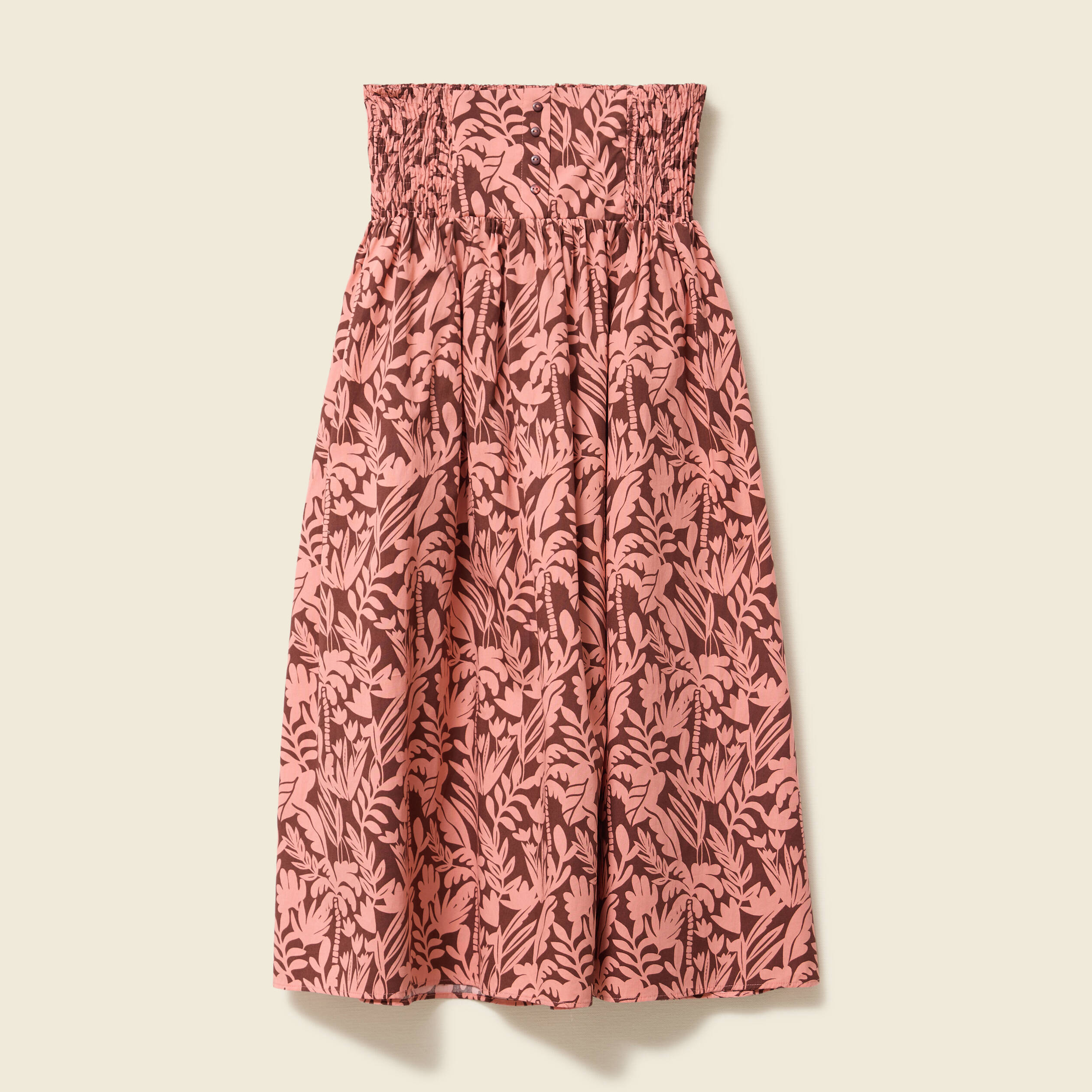 Jupe longue &eacute;vas&eacute;e en coton marron fonc&eacute; femme