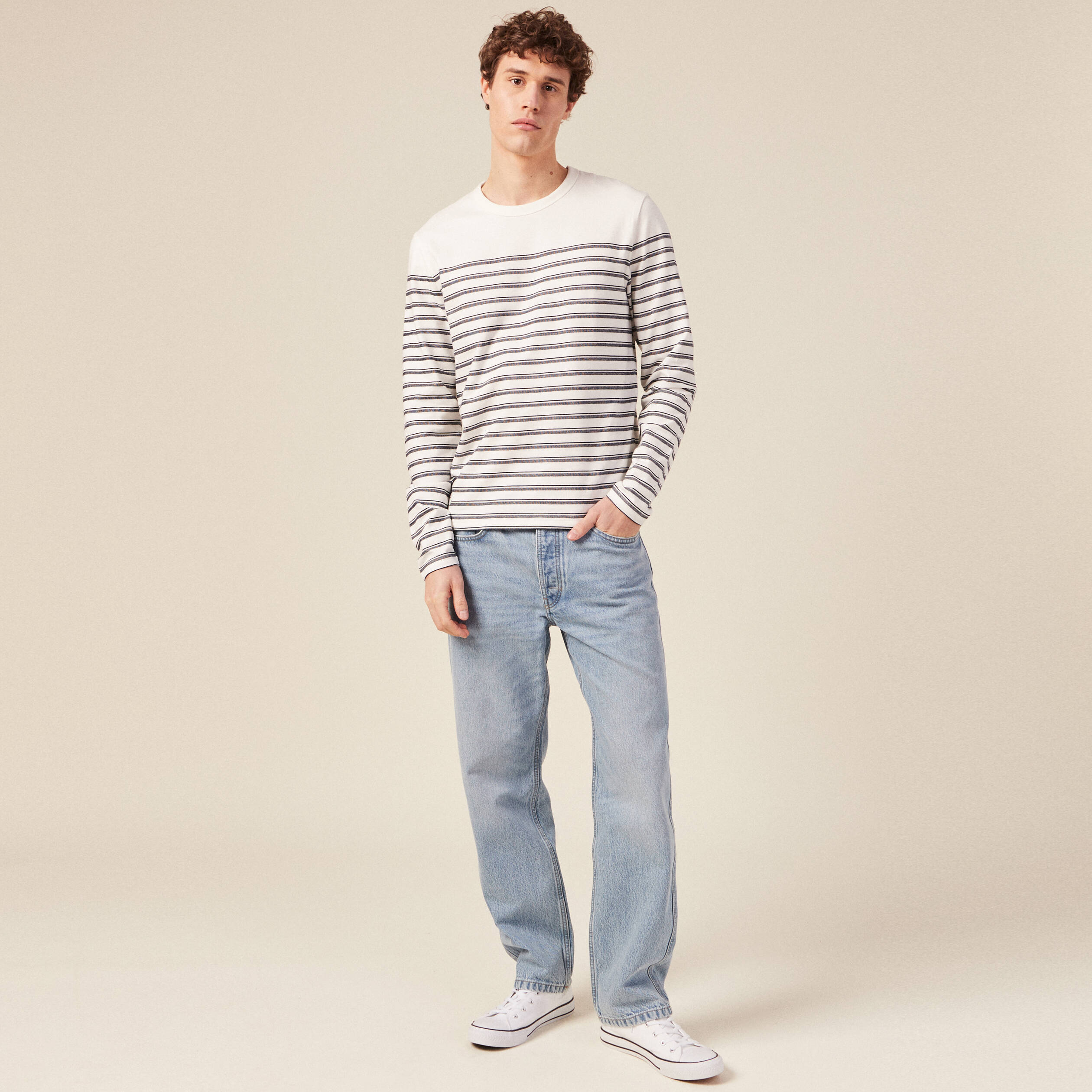 t shirt manches longues ecru homme T-shirt manches longues ecru homme
