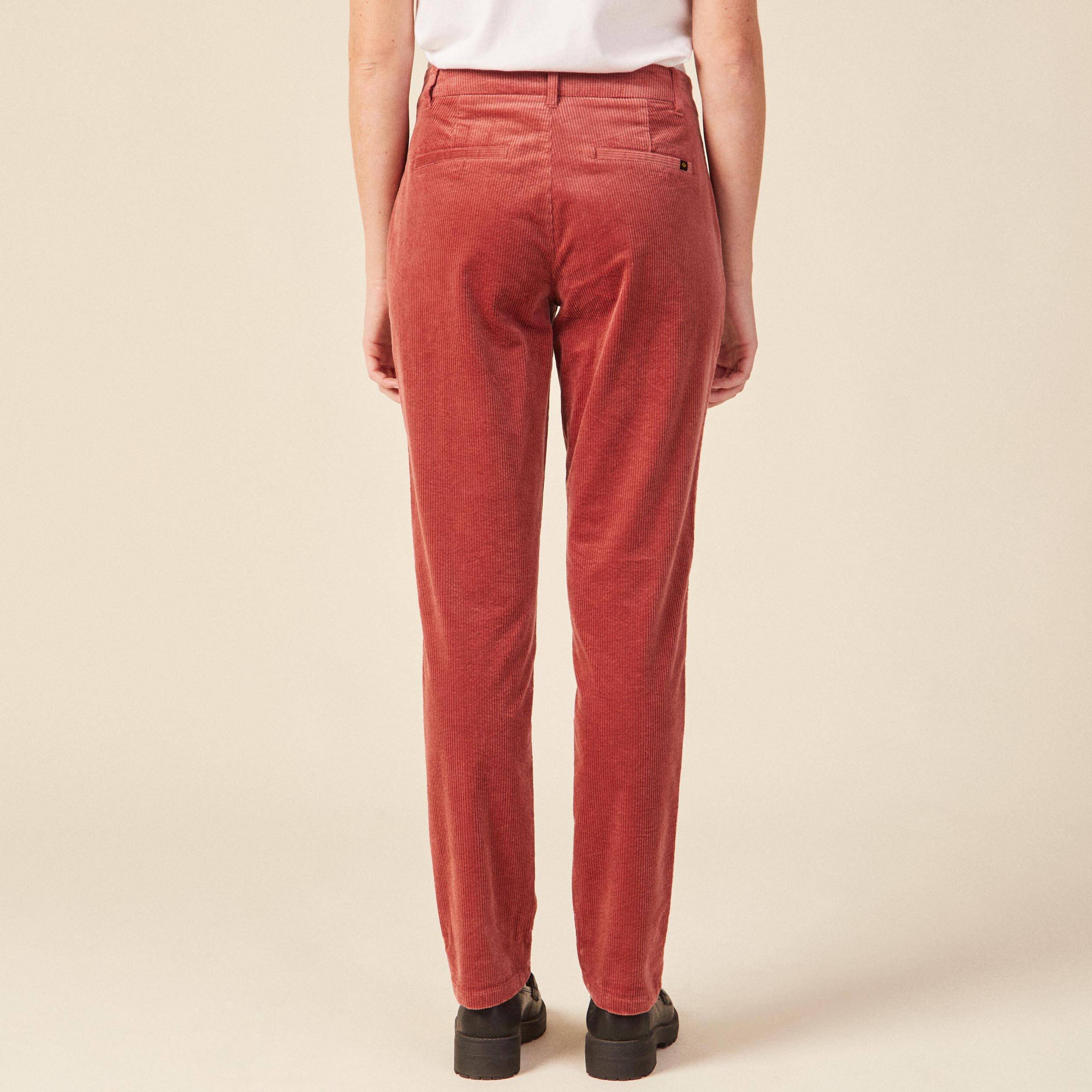 Pantalon chino velours côtelé vieux rose femme