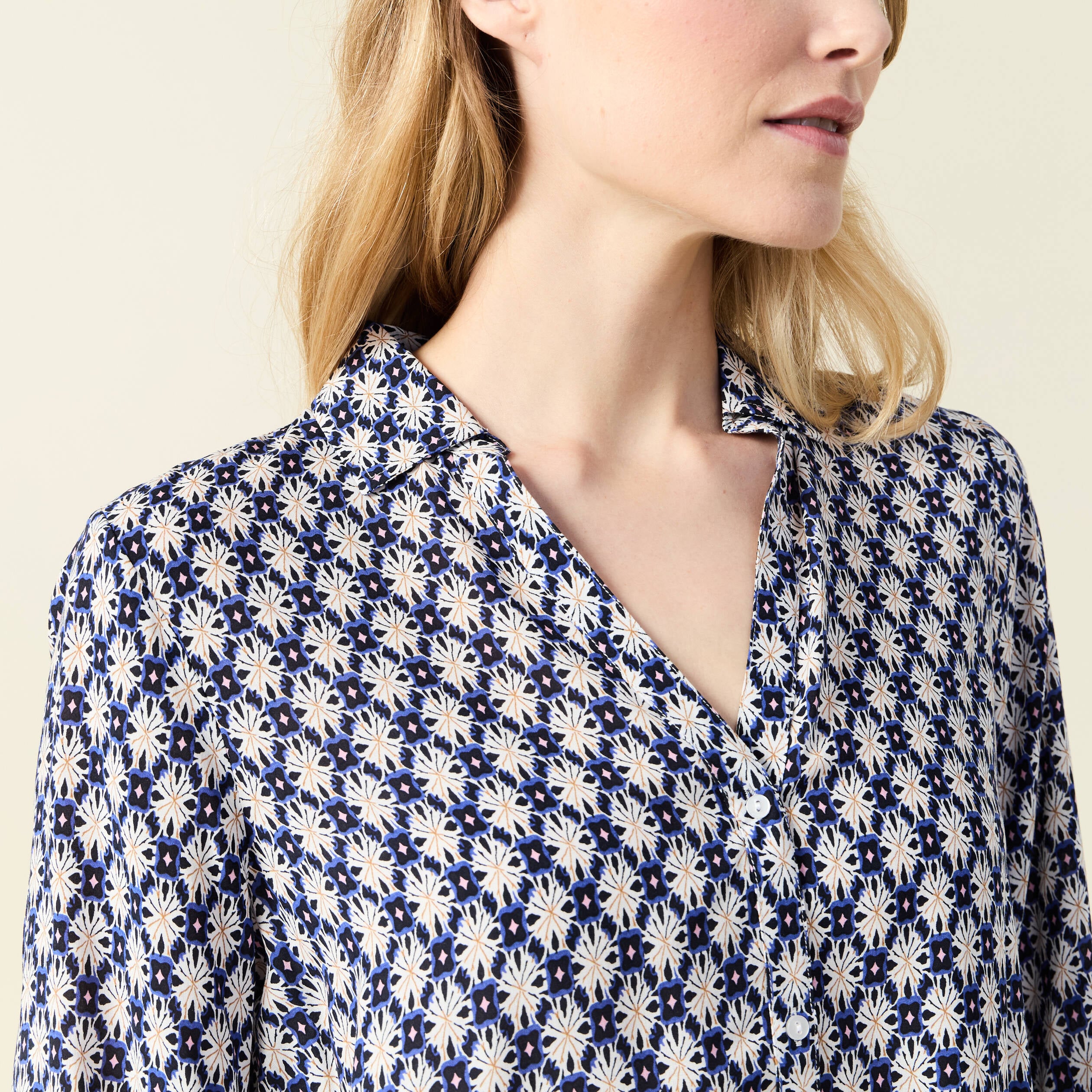 Blouse manches longues bleu femme