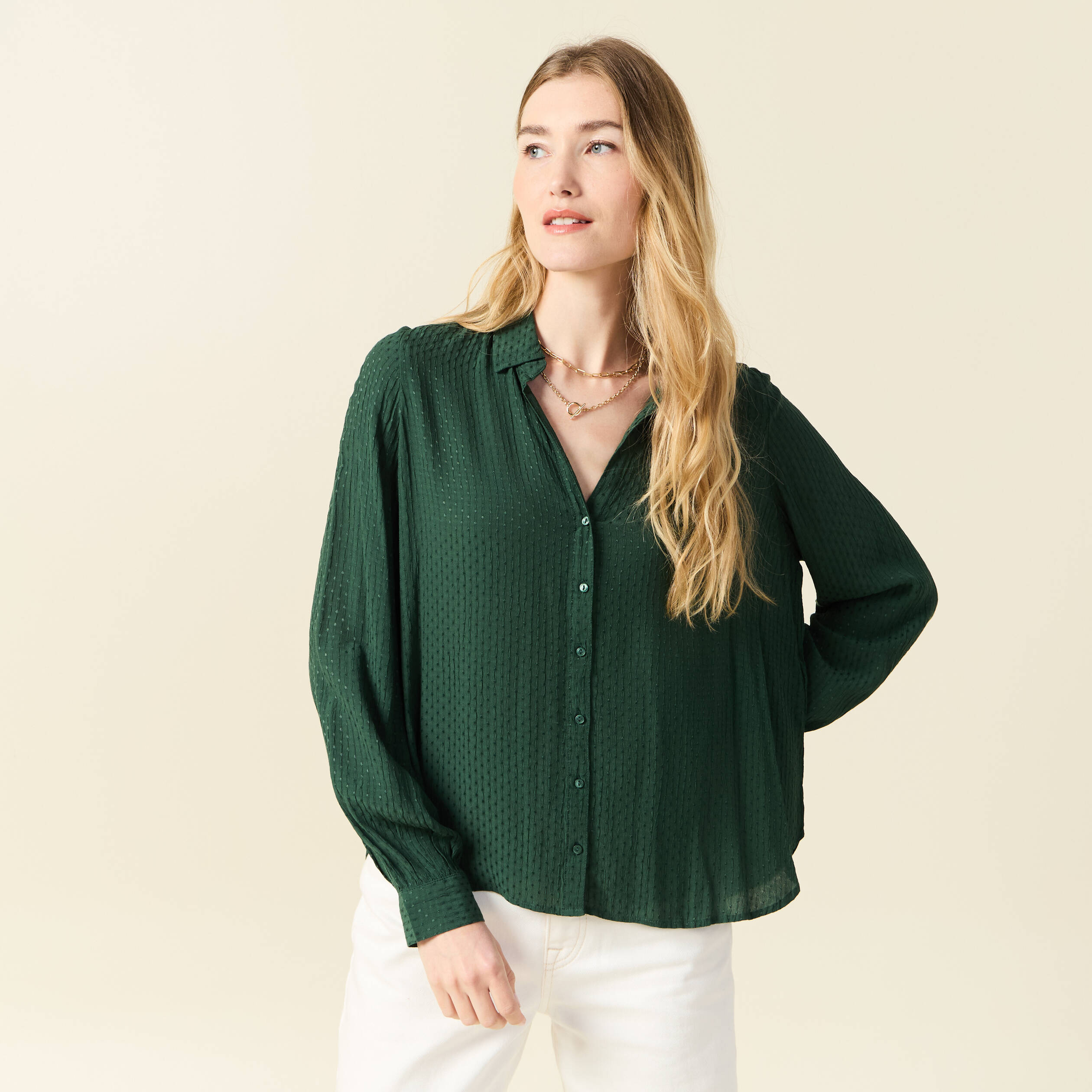 chemise manches longues vert fonce femme Chemise manches longues vert foncé femme