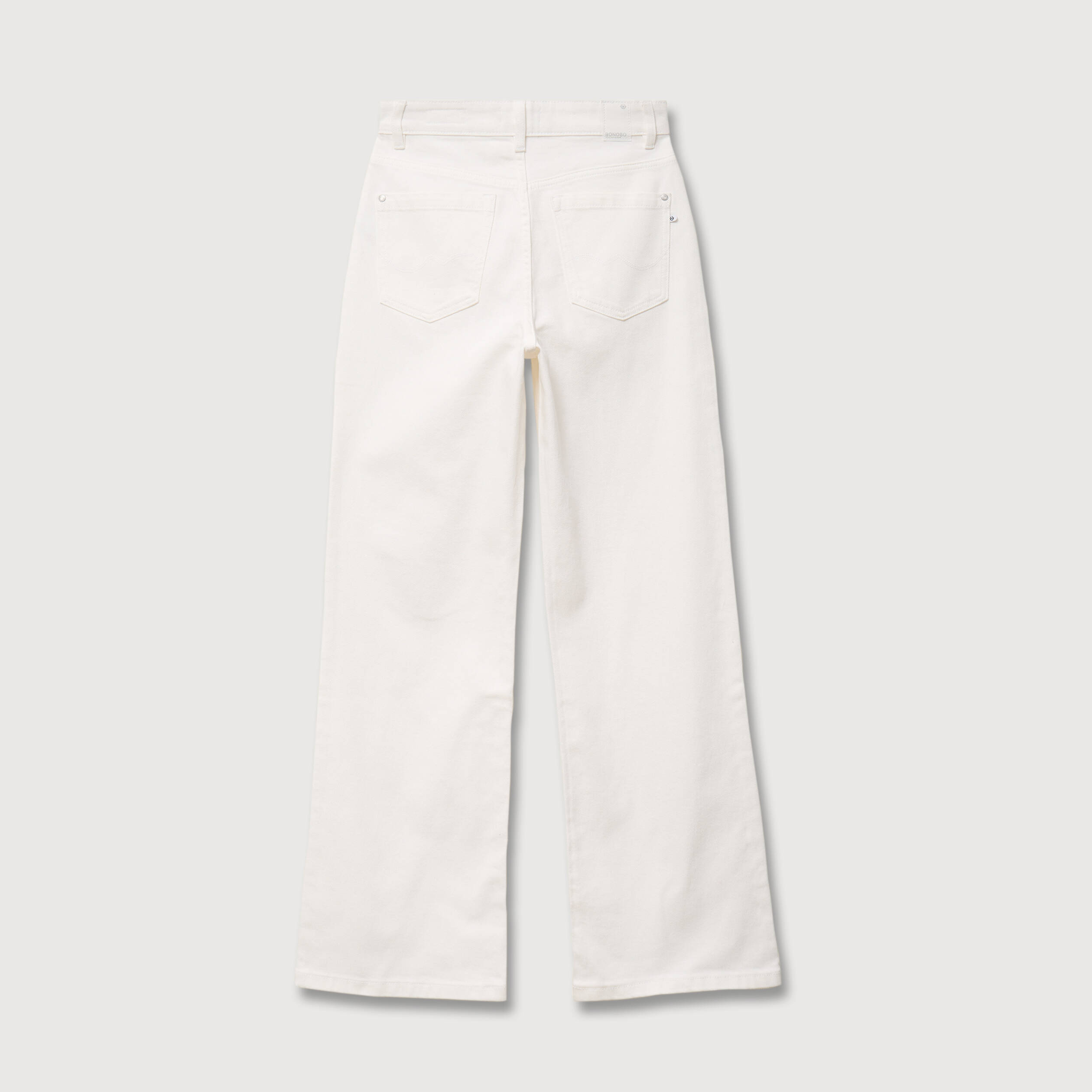 Jeans large taille haute denim blanc femme