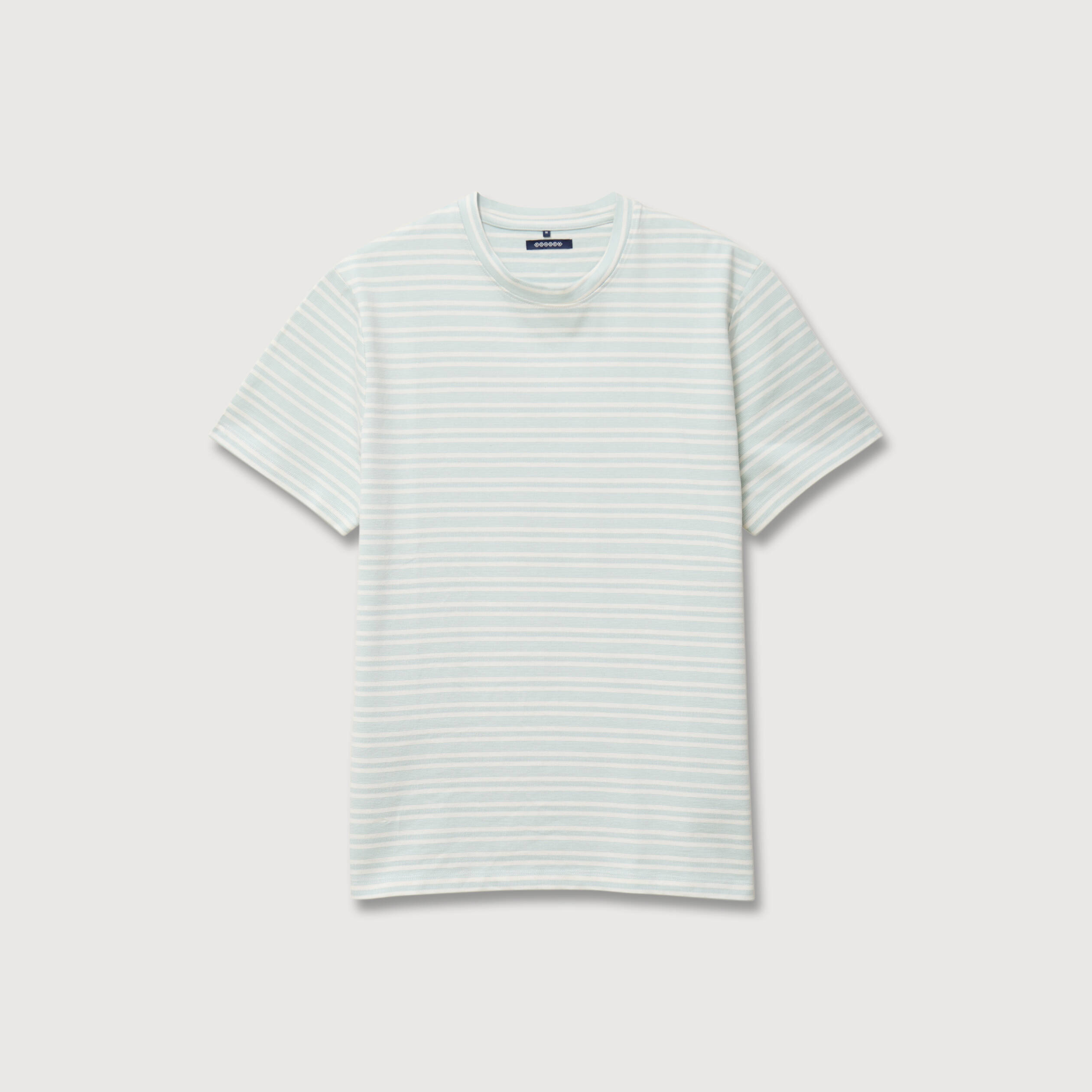 T-shirt ray&eacute; col rond manches courtes bleu gris homme
