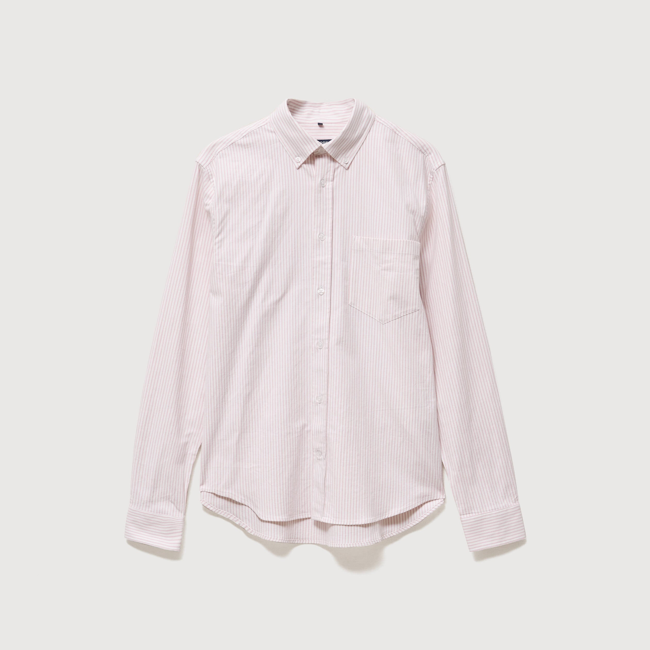 Chemise manches longues col am&eacute;ricain rose poudr&eacute;e homme