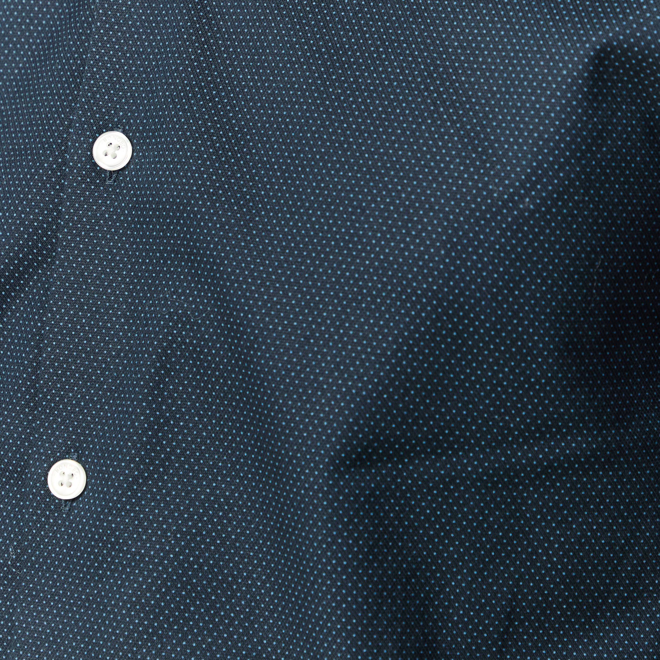 Chemise cintr&eacute;e en coton manches longues bleu marine homme