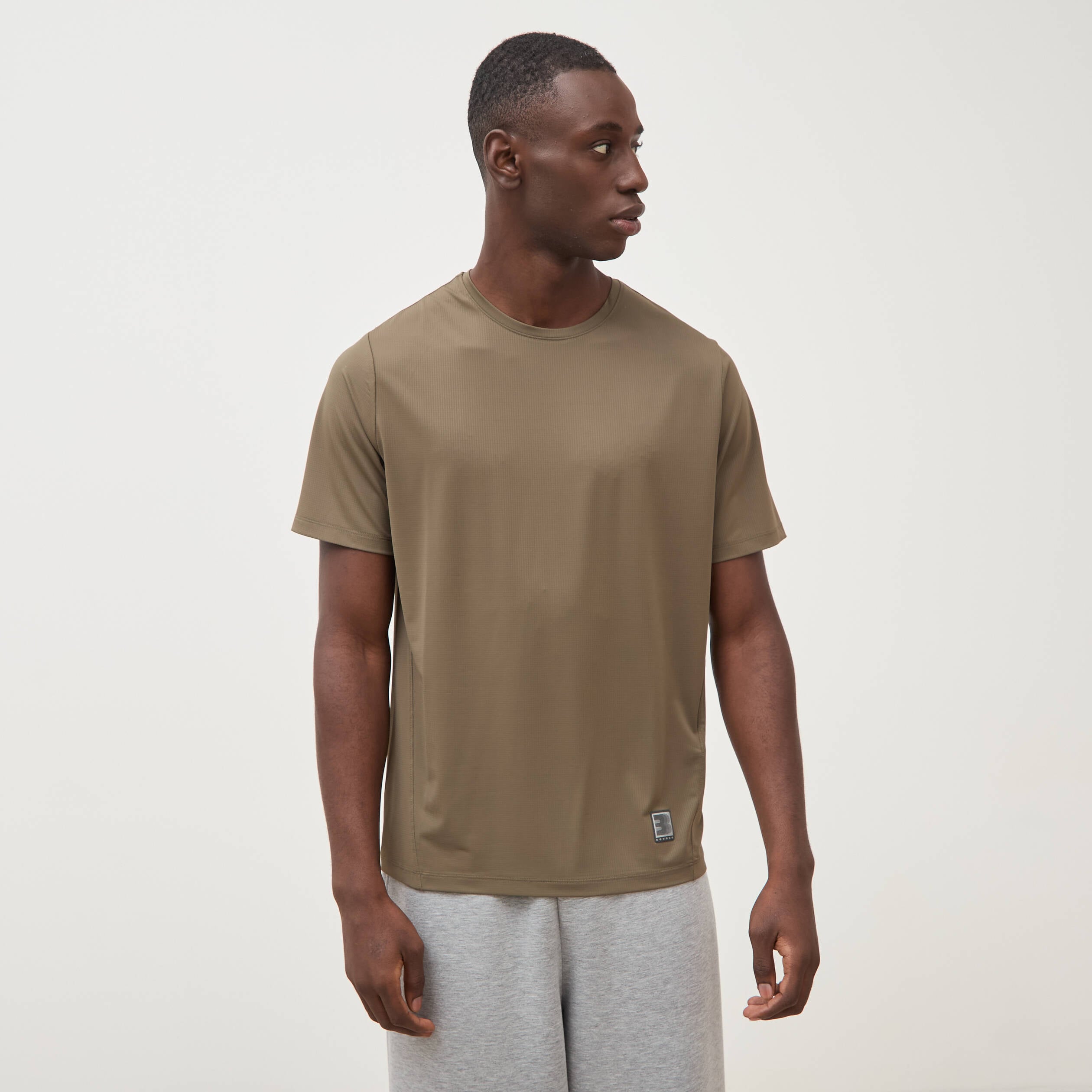 T-shirt col rond manches courtes taupe homme