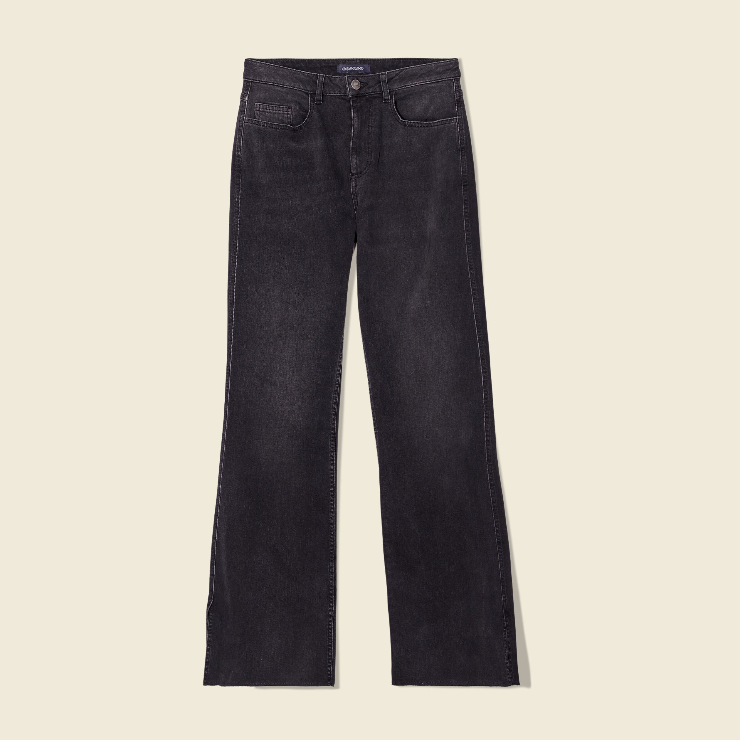 jeans flare fendu denim gris femme Jeans flare fendu denim gris femme