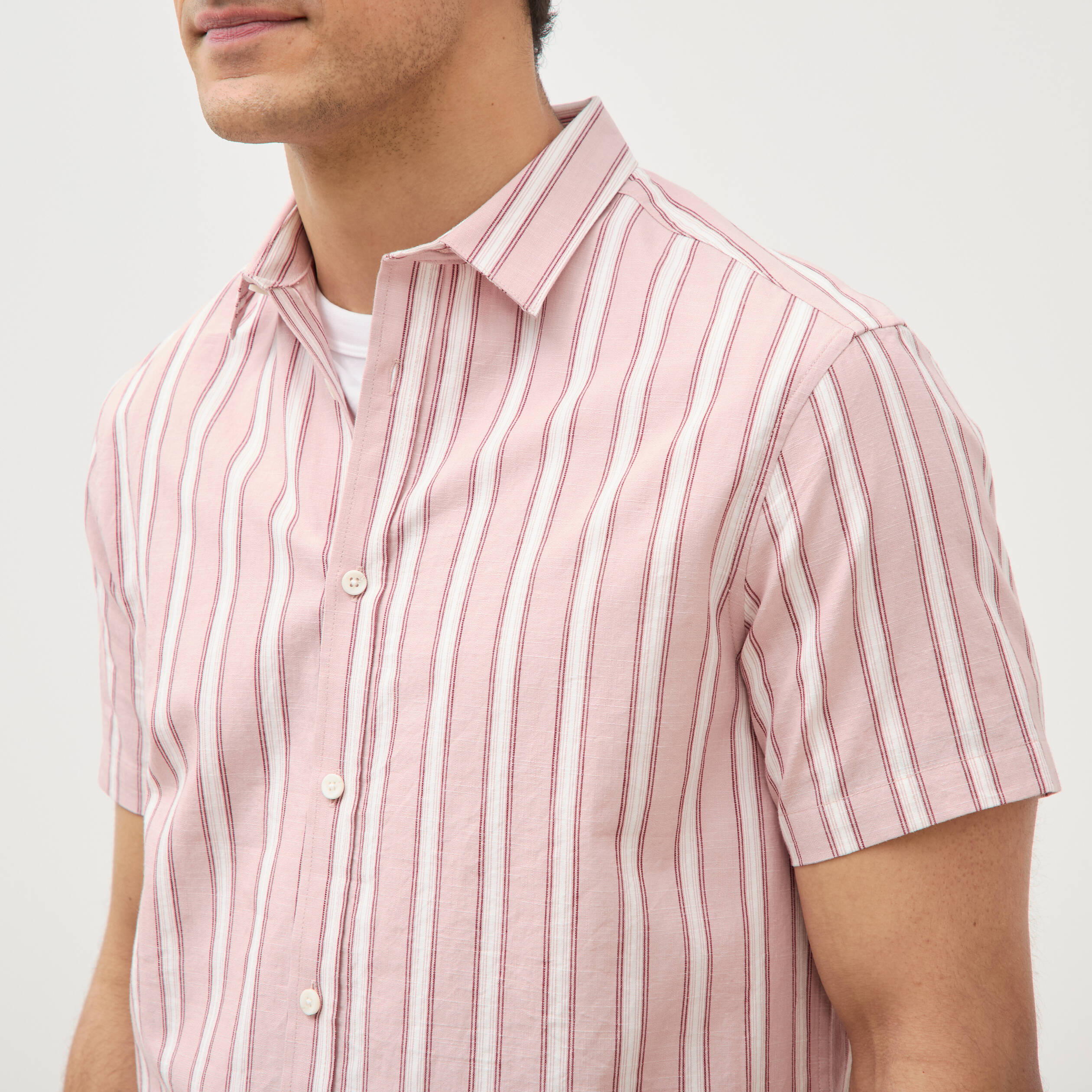 Chemise manches courtes rose pastel homme