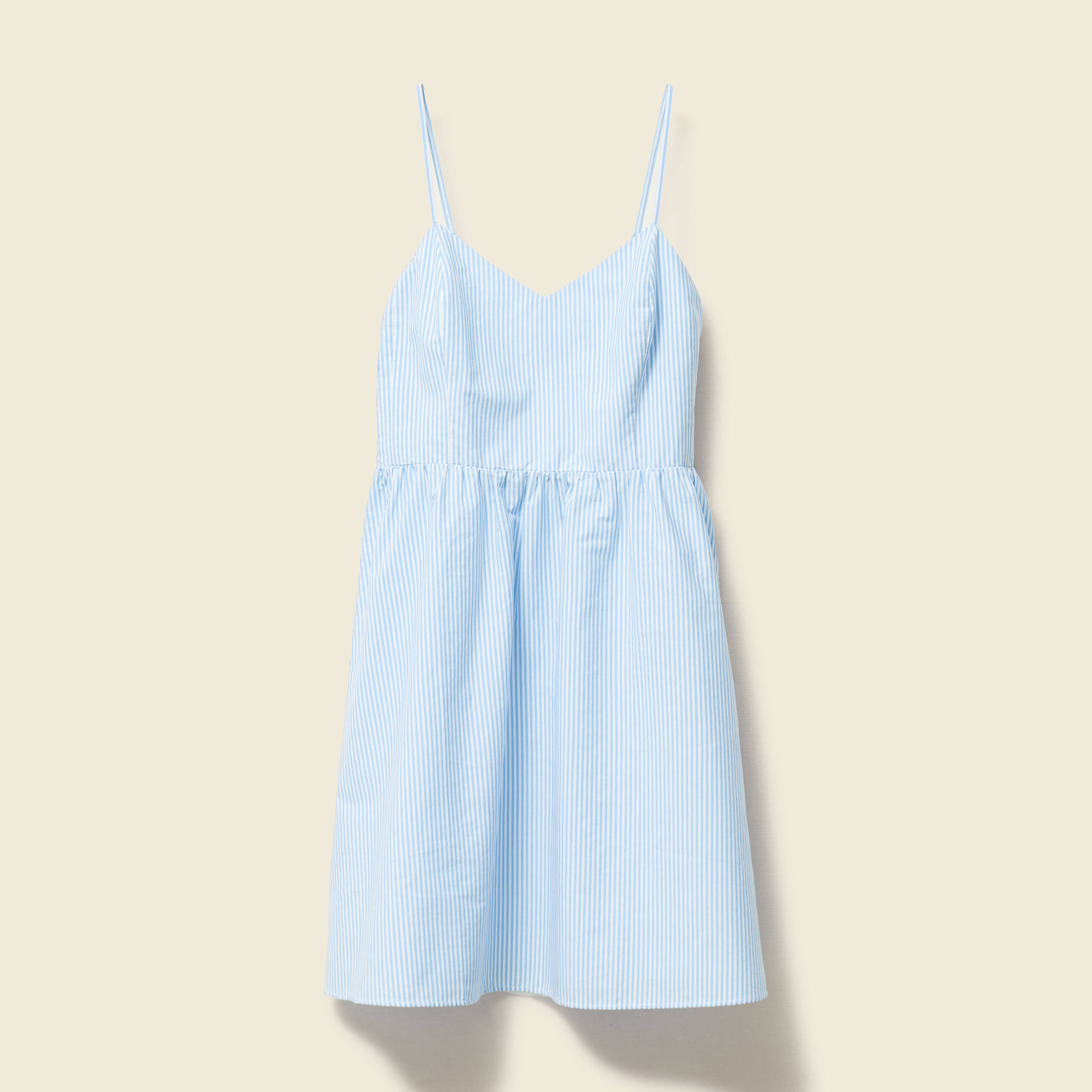 robe evasee col v sans manches en coton bleu femme Robe évasée col V sans manches en coton bleu femme