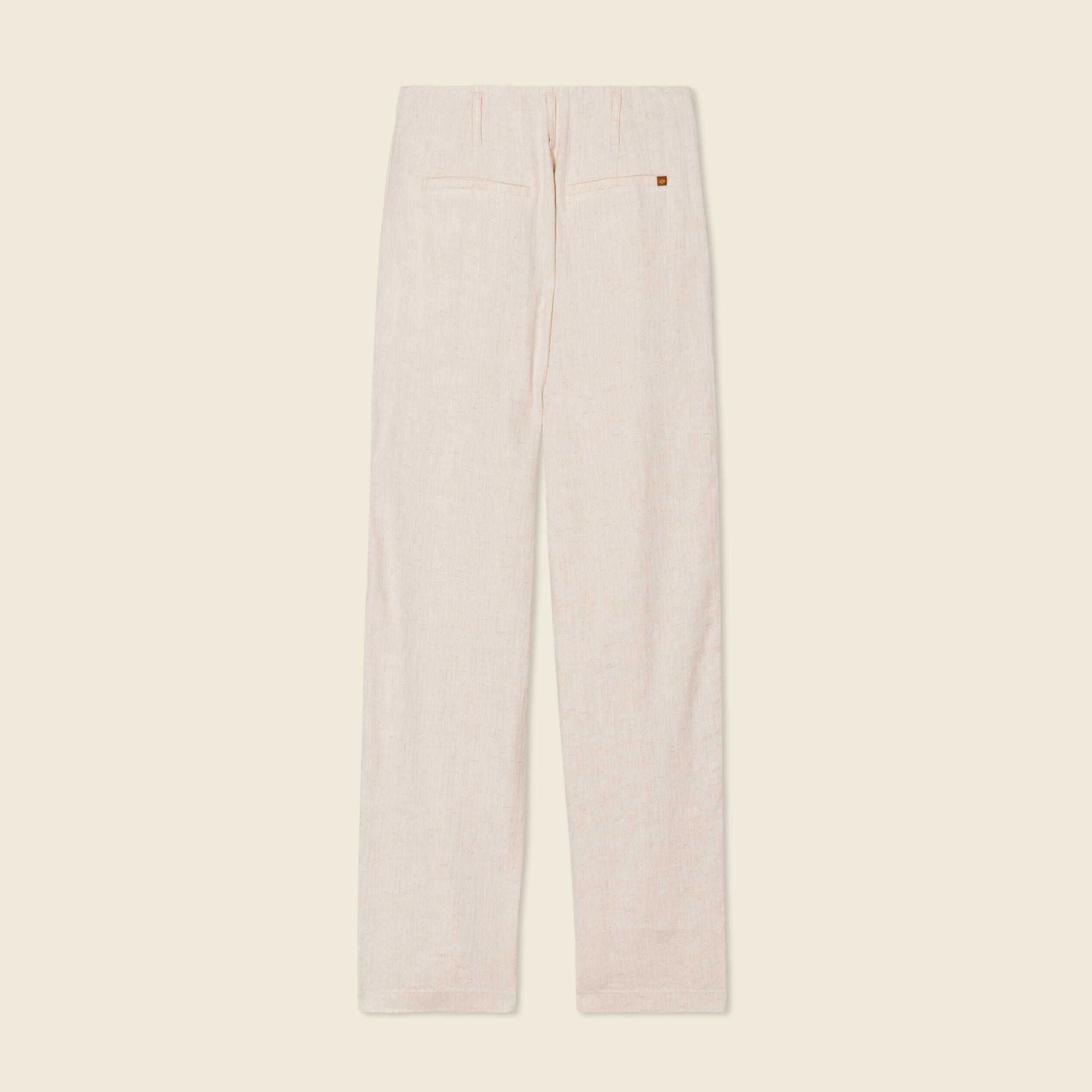 Pantalon large taille haute sable femme