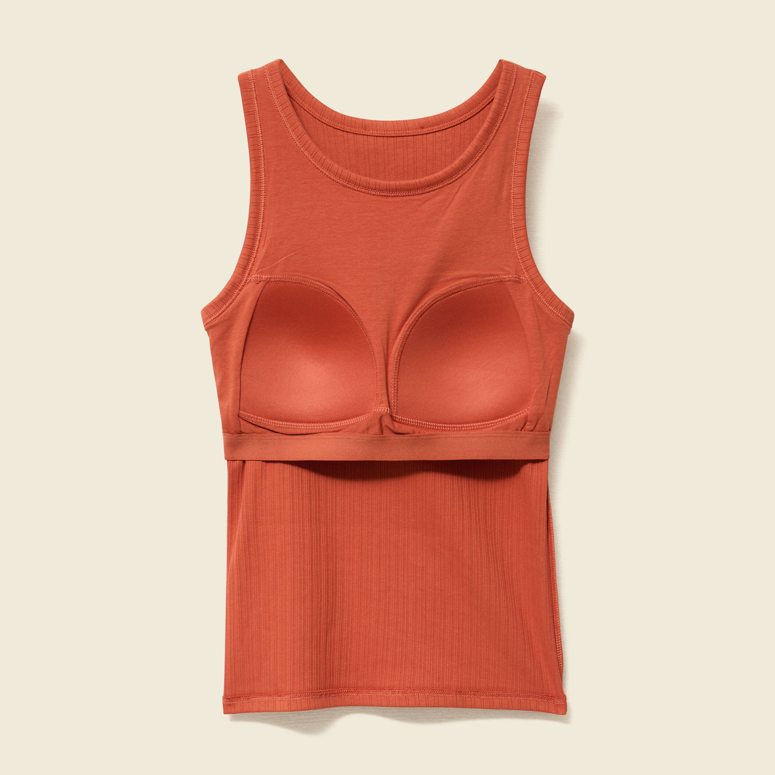 debardeur 2 en 1 avec brassiere integree orange fonce femme Débardeur 2 en 1 avec brassière intégrée orange foncé femme