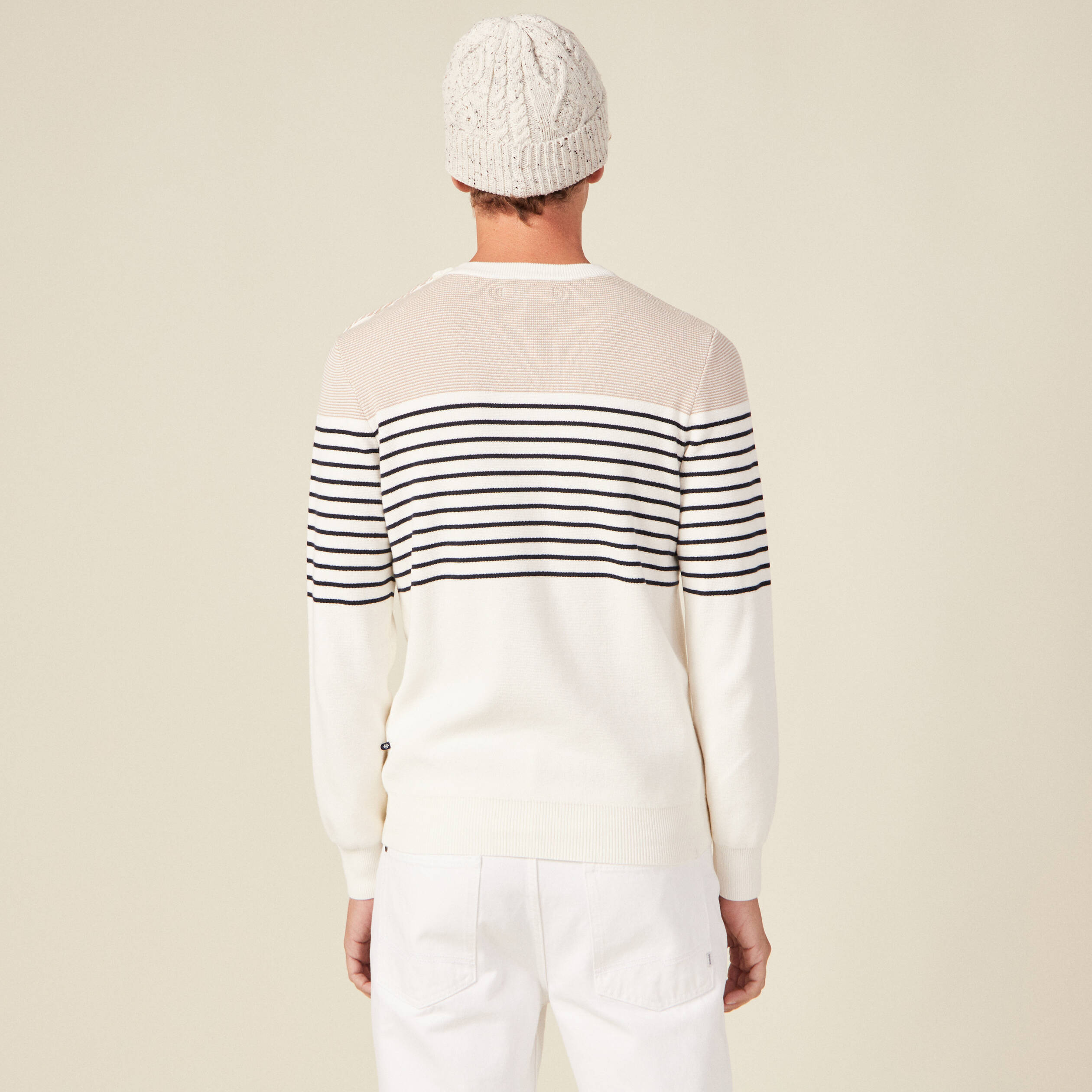 Pull manches longues ecru homme