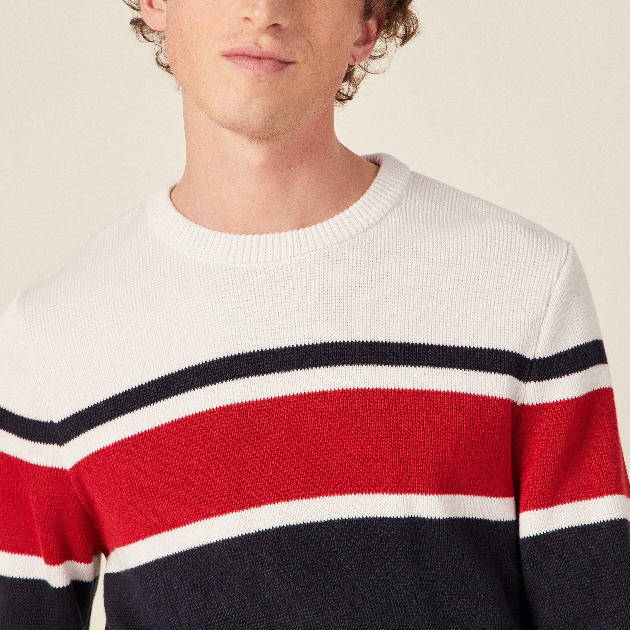 Pull manches longues bleu marine homme
