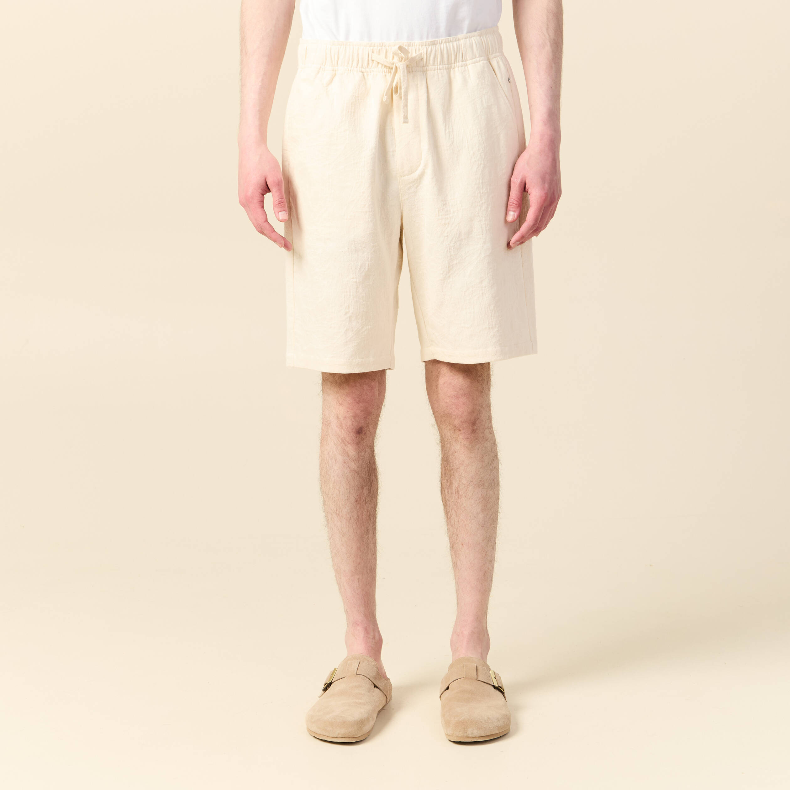 bermuda droit a coulisse ecru homme Bermuda droit à coulisse ecru homme