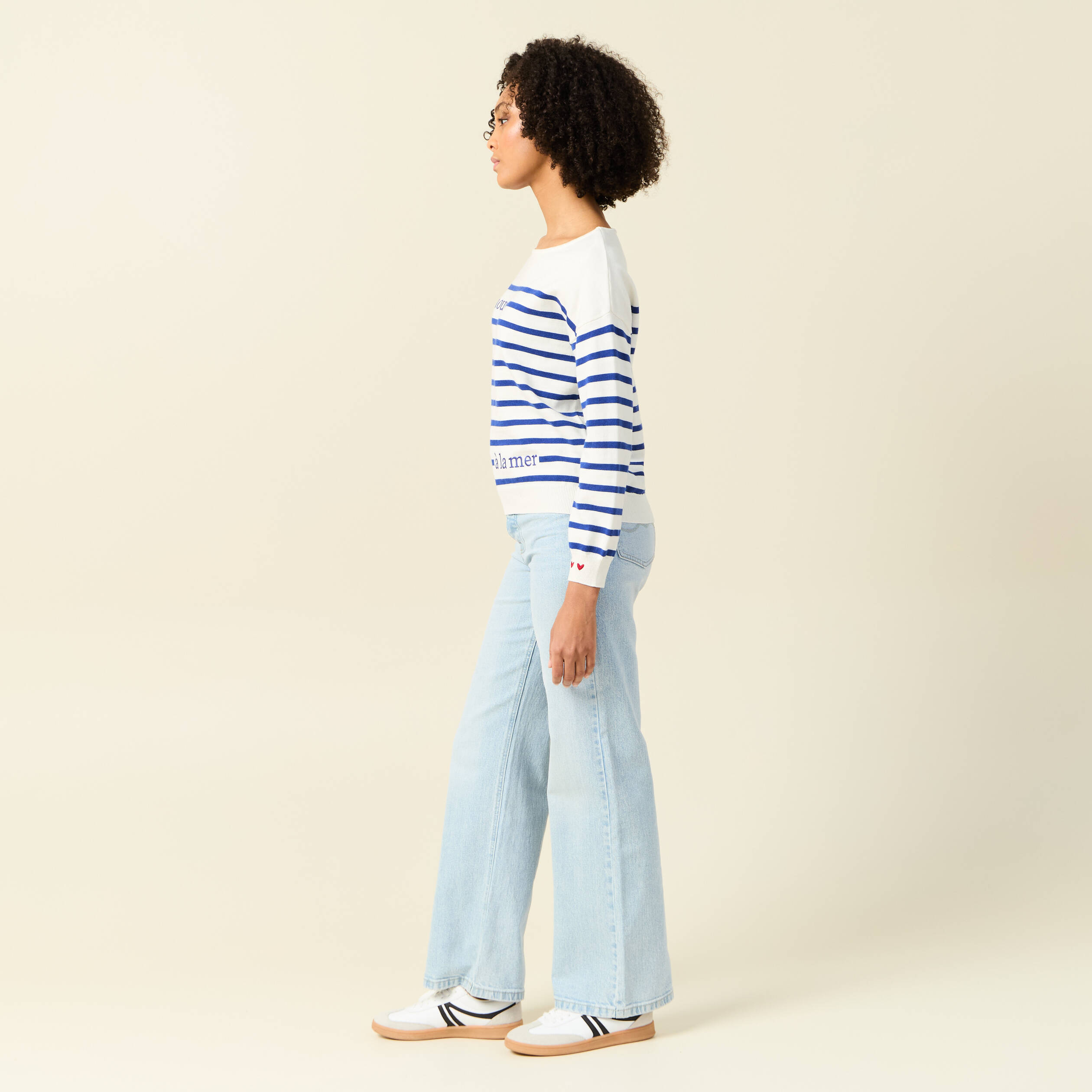 Pull manches longues ecru femme