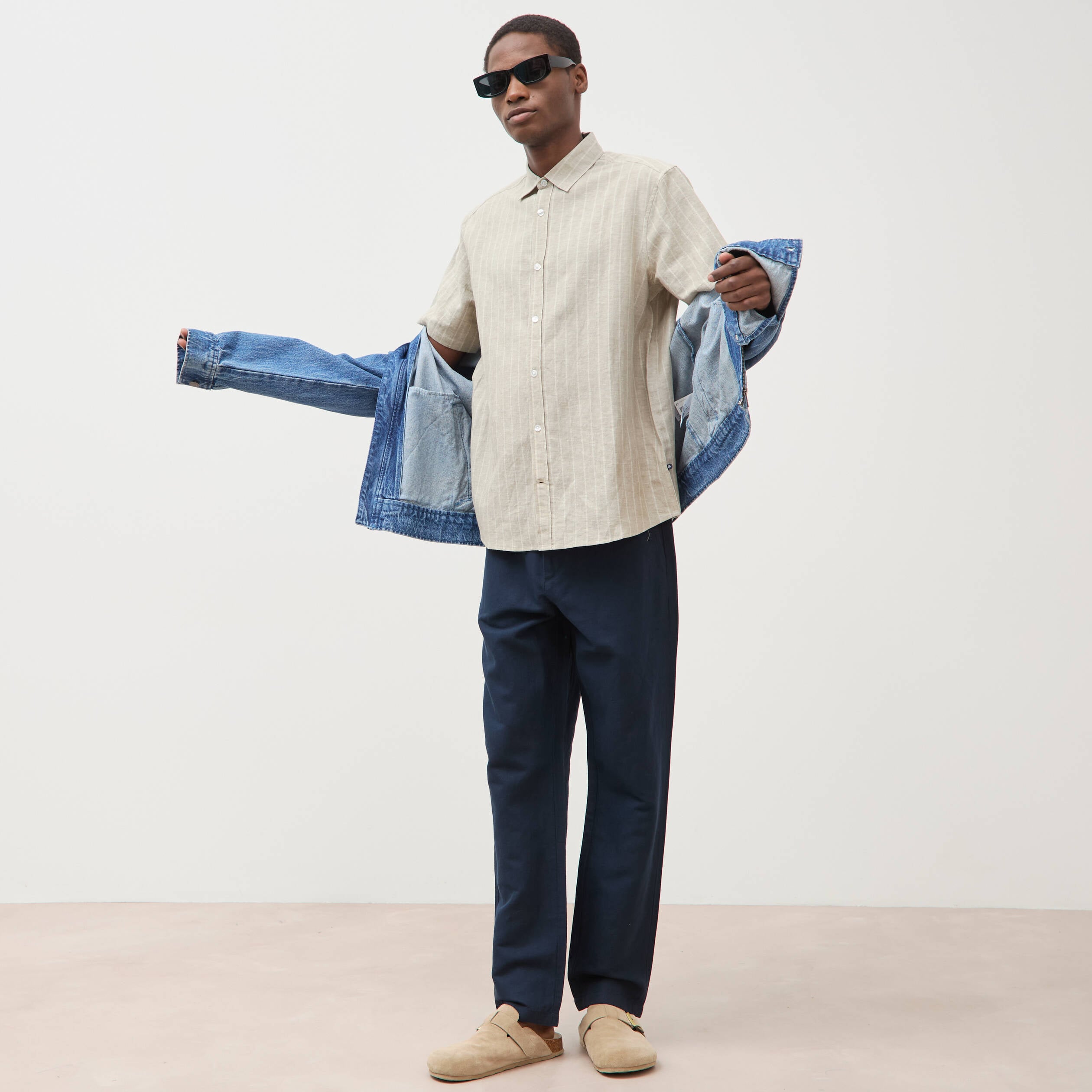 Chemise manches courtes vert kaki homme