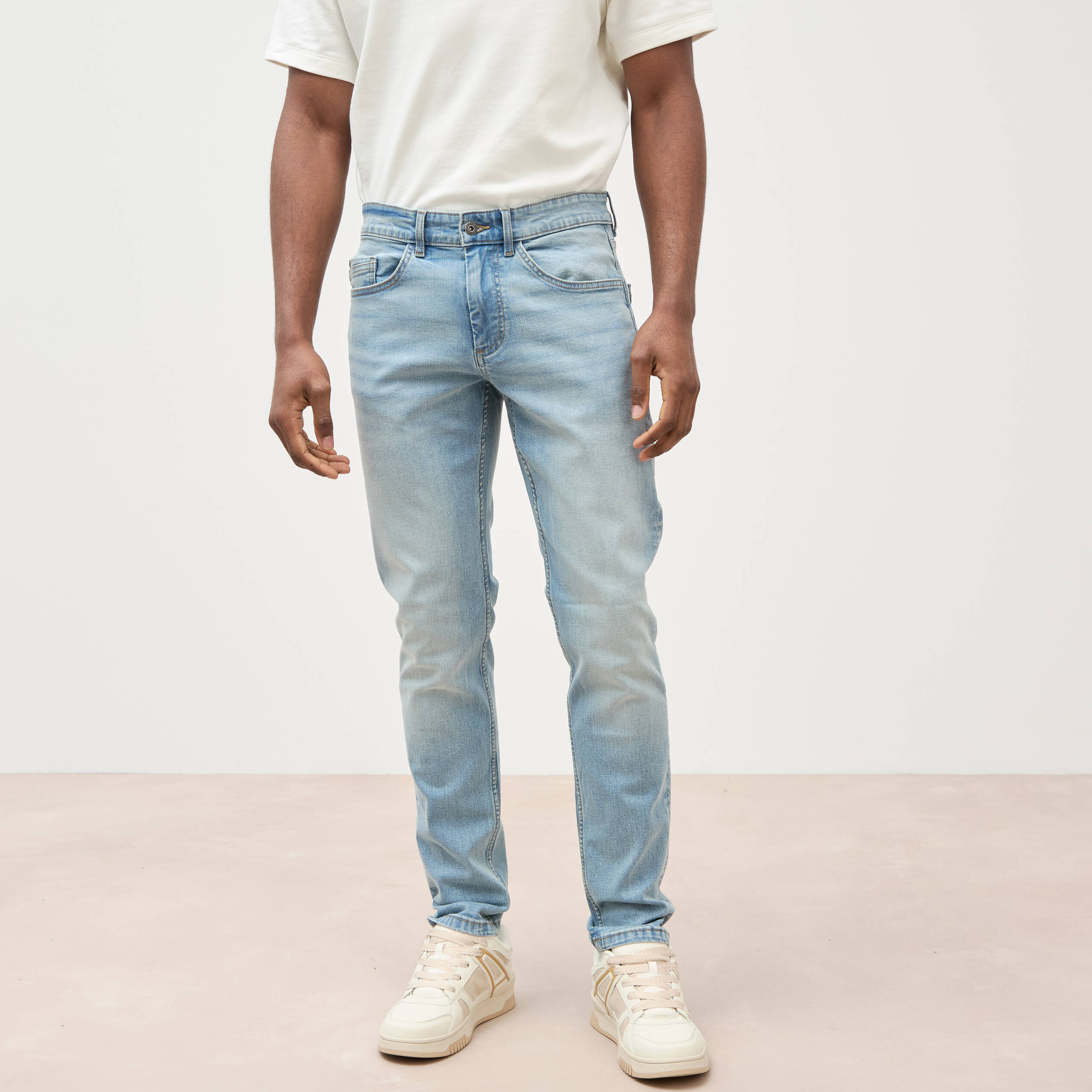 Jeans slim 5 poches longueur 32 denim used homme