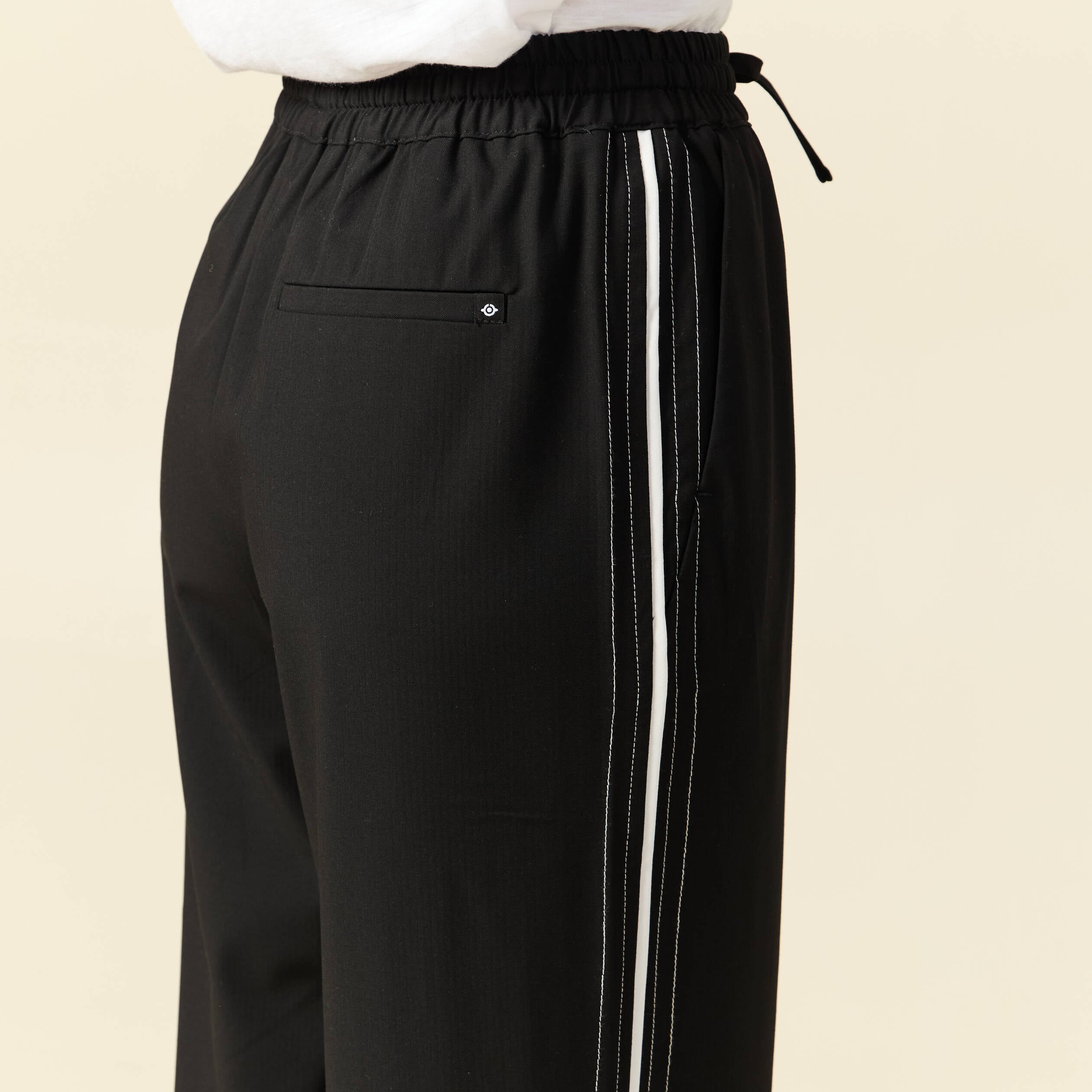 Pantalon taille haute fluide noir femme