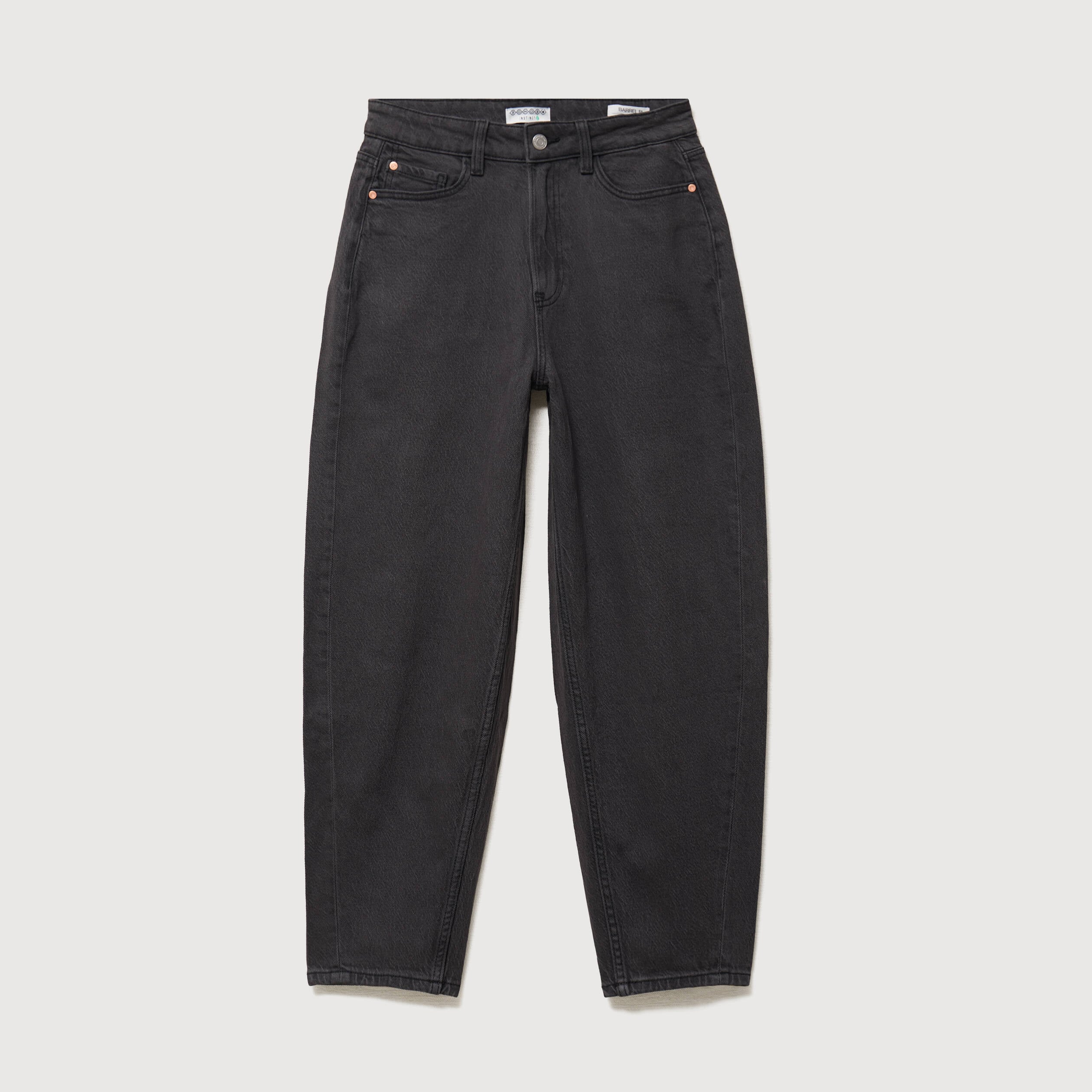 Jeans barrel taille haute 7/8&egrave;me denim gris femme