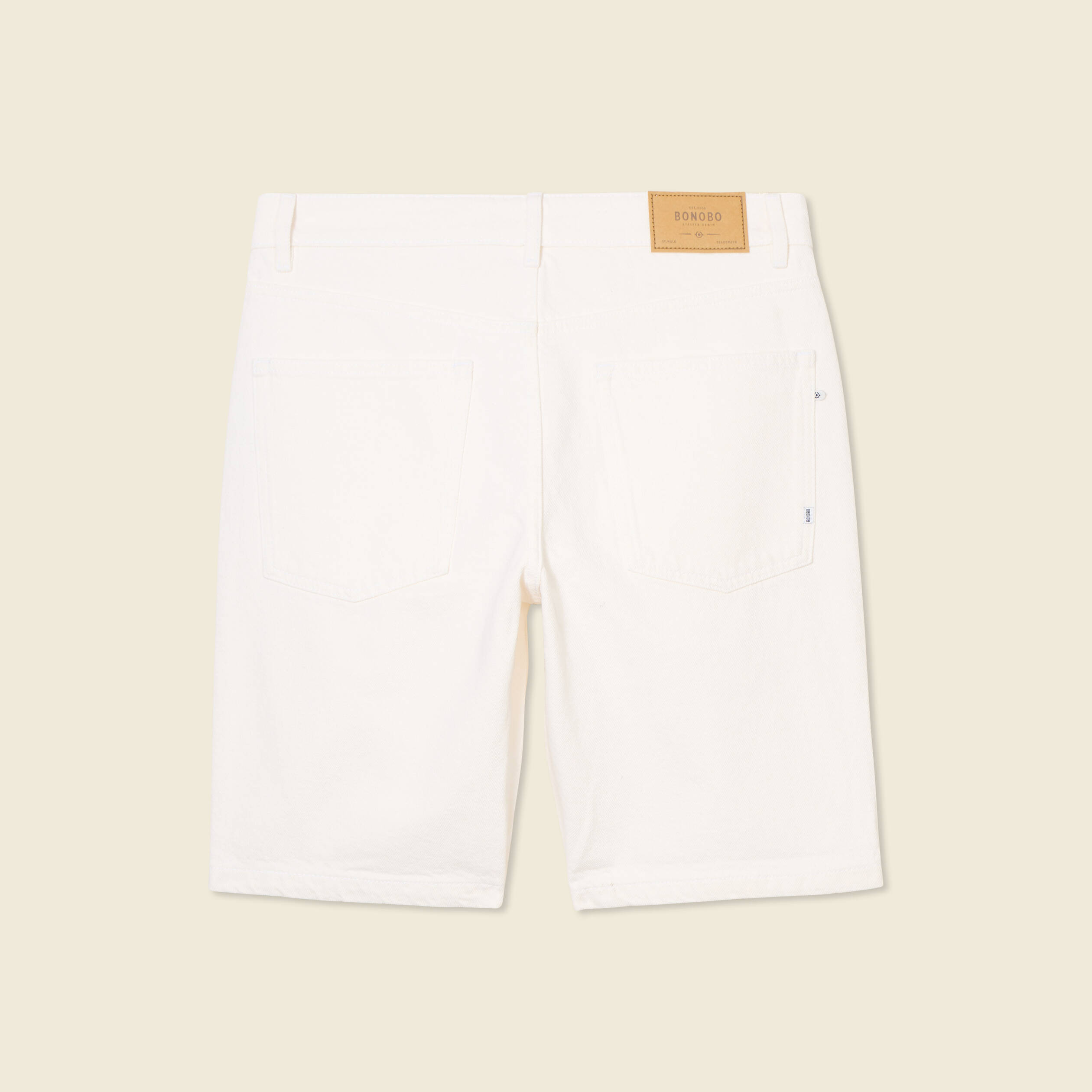 bermuda droit en jean denim blanc homme Bermuda droit en jean denim blanc homme