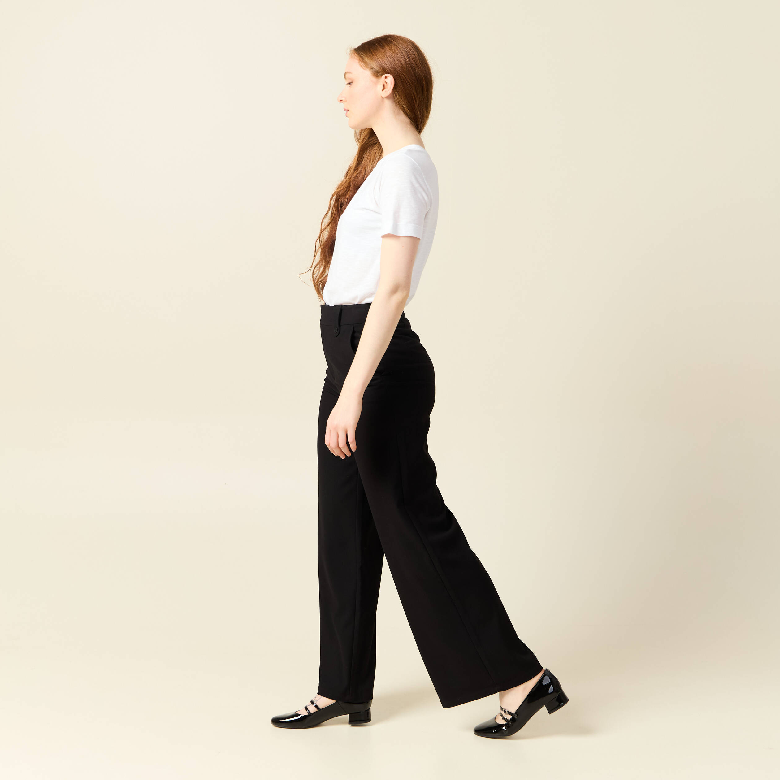 pantalon large taille haute noir femme Pantalon large taille haute noir femme