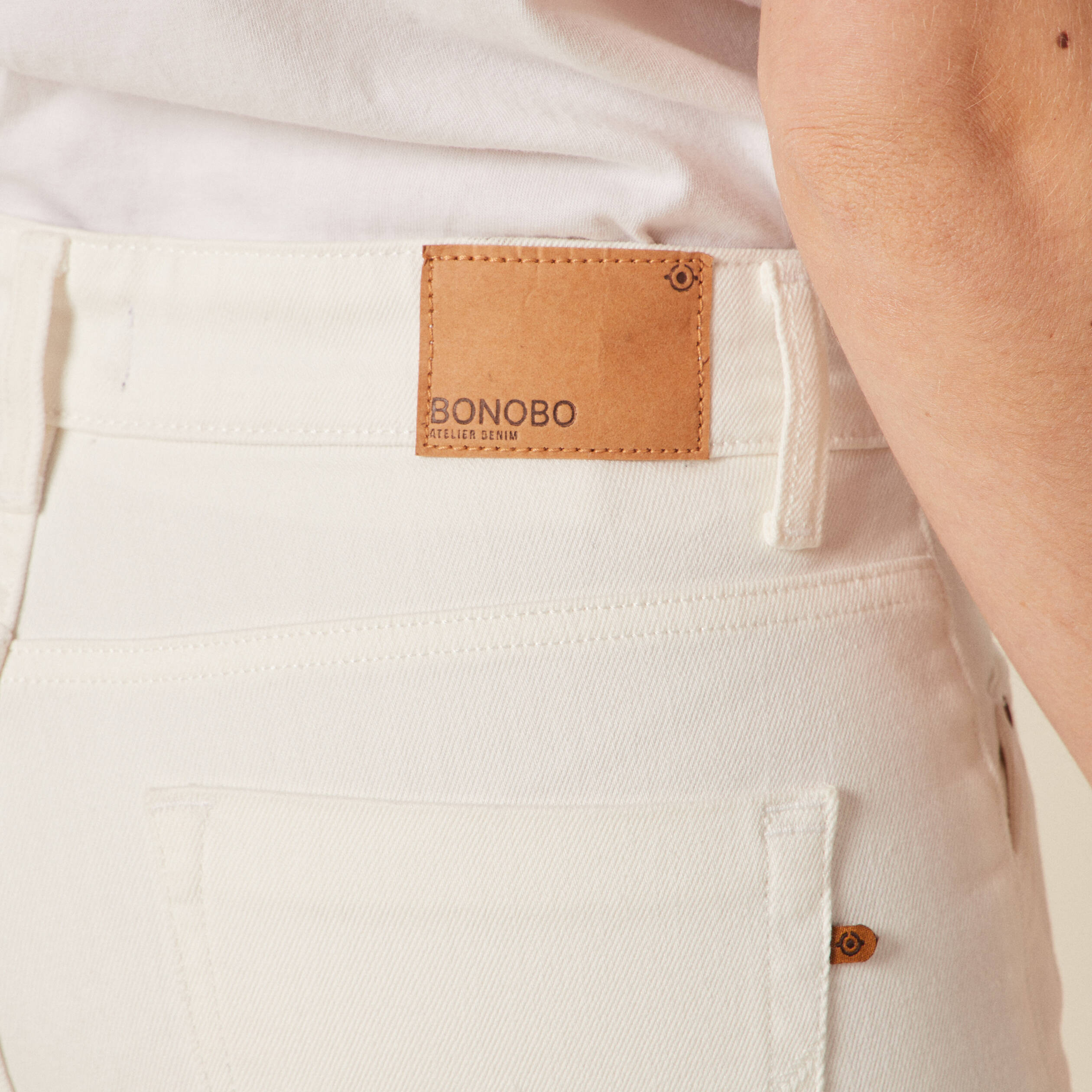 pantalon eco responsable denim blanc femme Pantalon éco-responsable denim blanc femme